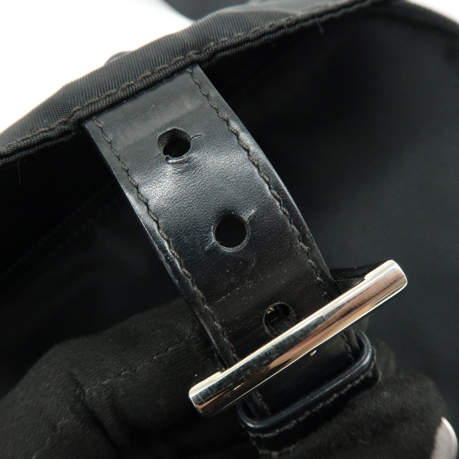 PRADA Triangle Logo Nylon Leather Shoulder Bag Crossbody Bag Black