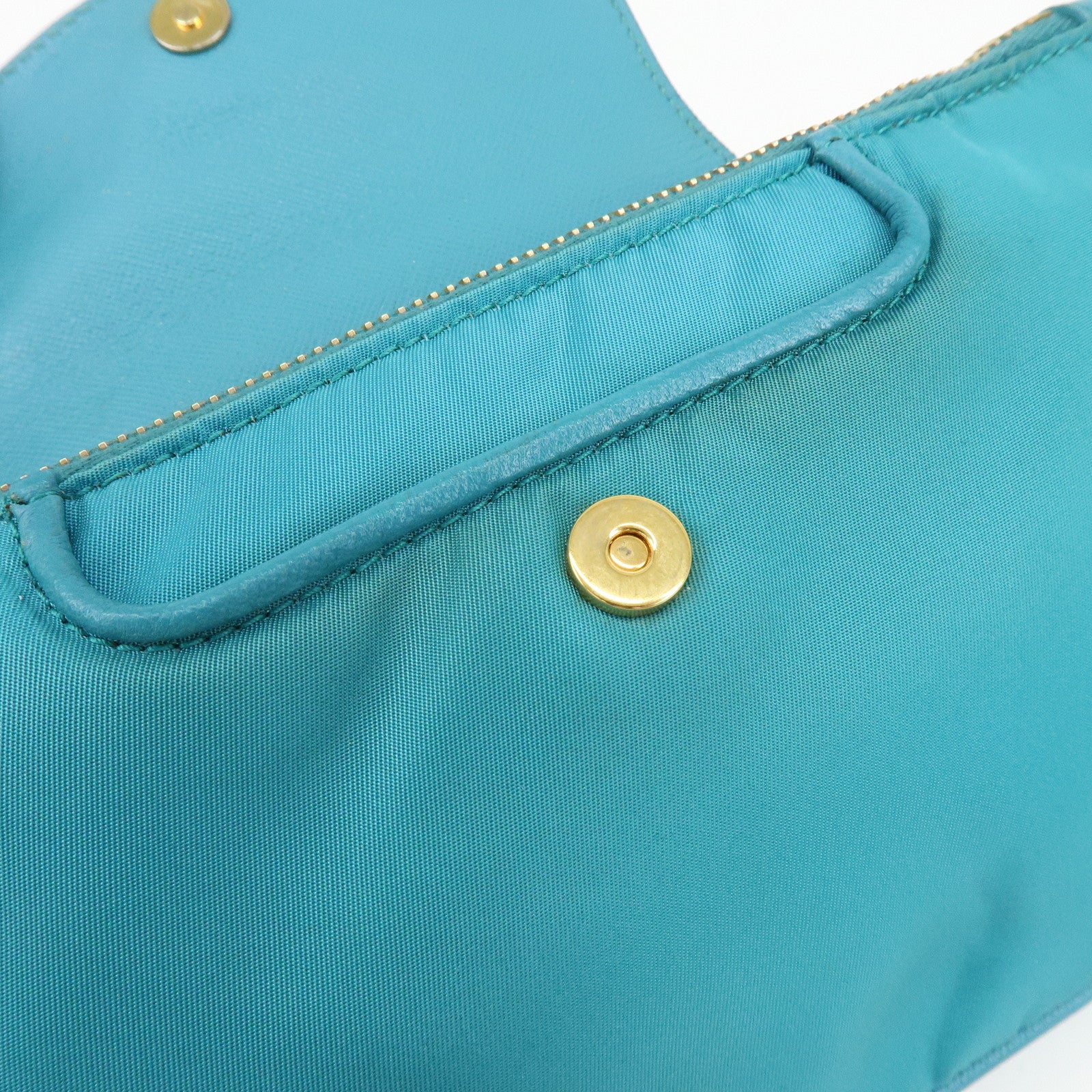 PRADA Triangle Logo Nylon Saffiano Leather Shoulder Bag Blue