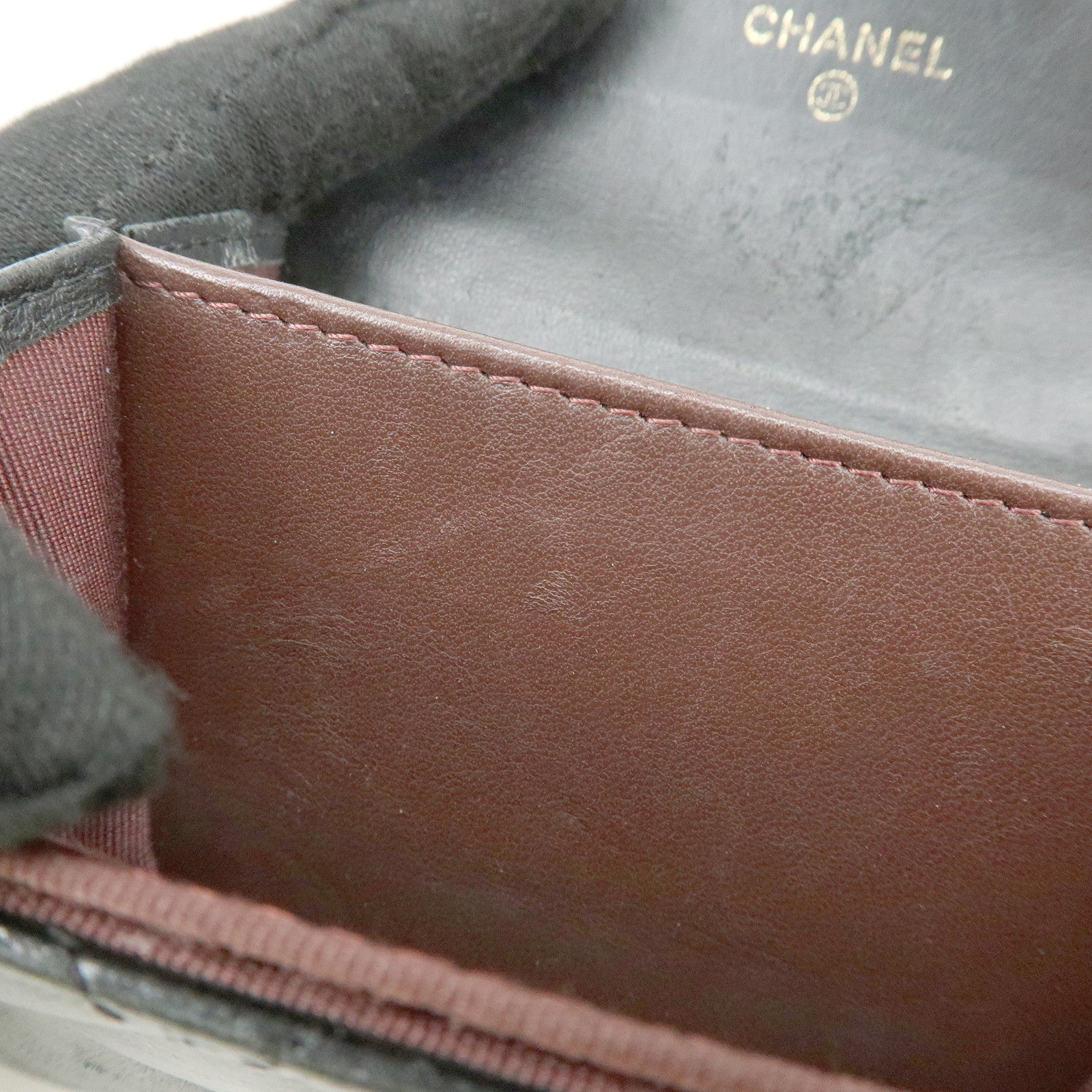 CHANEL COCO Mark Lambskin Matelasse Compact Wallet Black