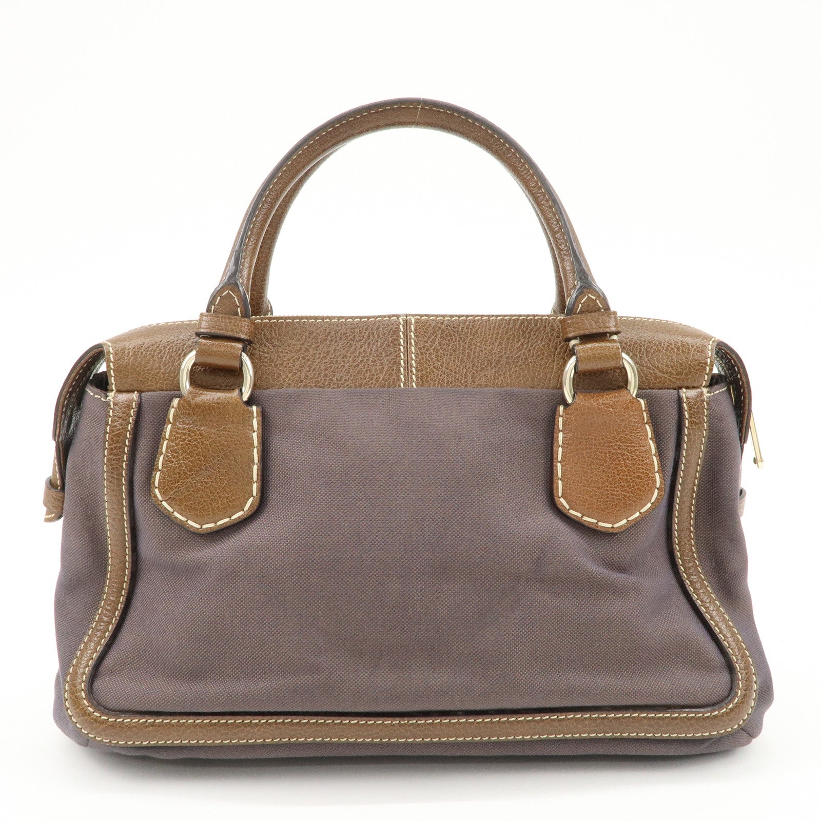 CELINE  Leather Canvas Hand Bag Sulky Print Brown Used