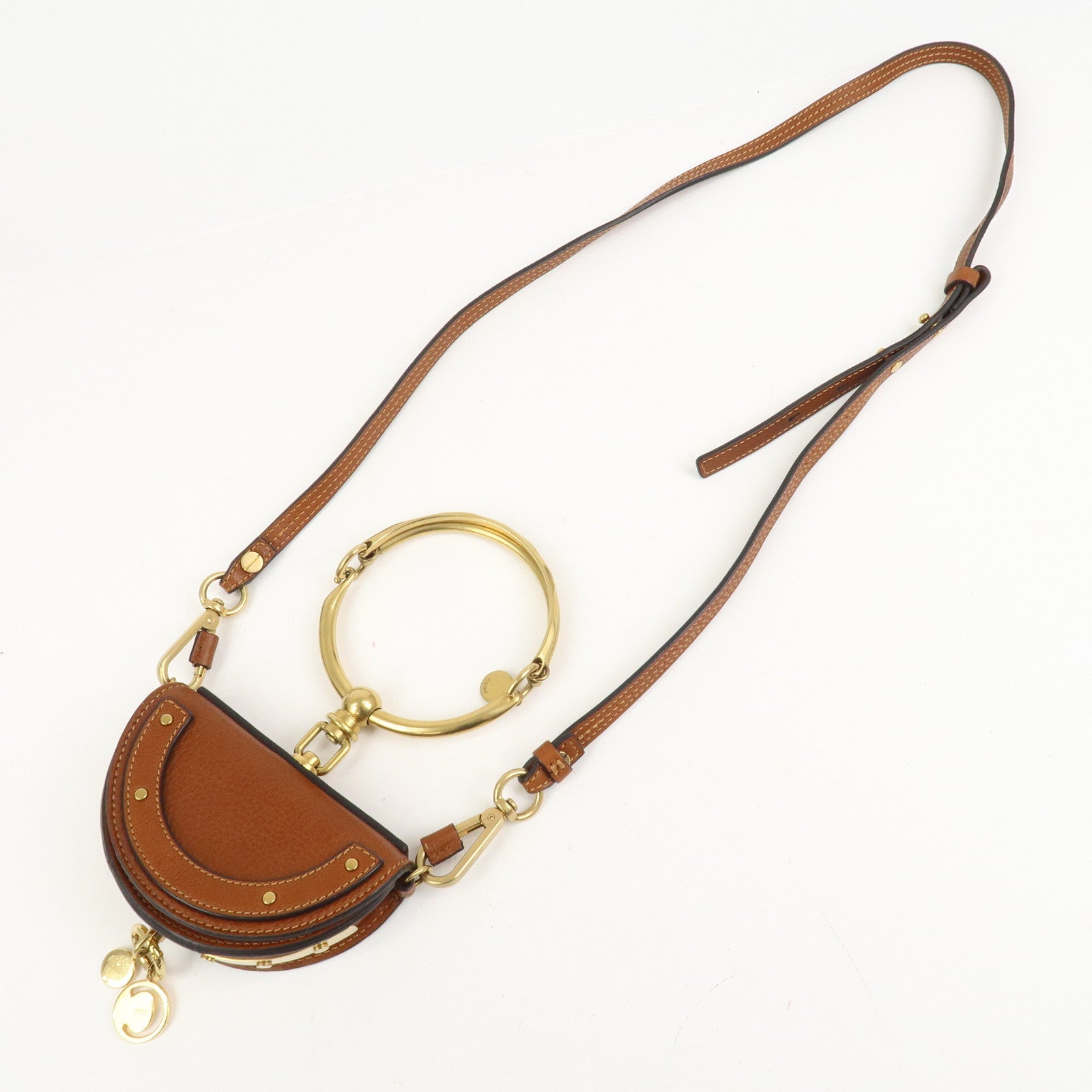 Chloe Alphabet Nile Minaudier Calf Leather 2Way Bag Shoulder Bag