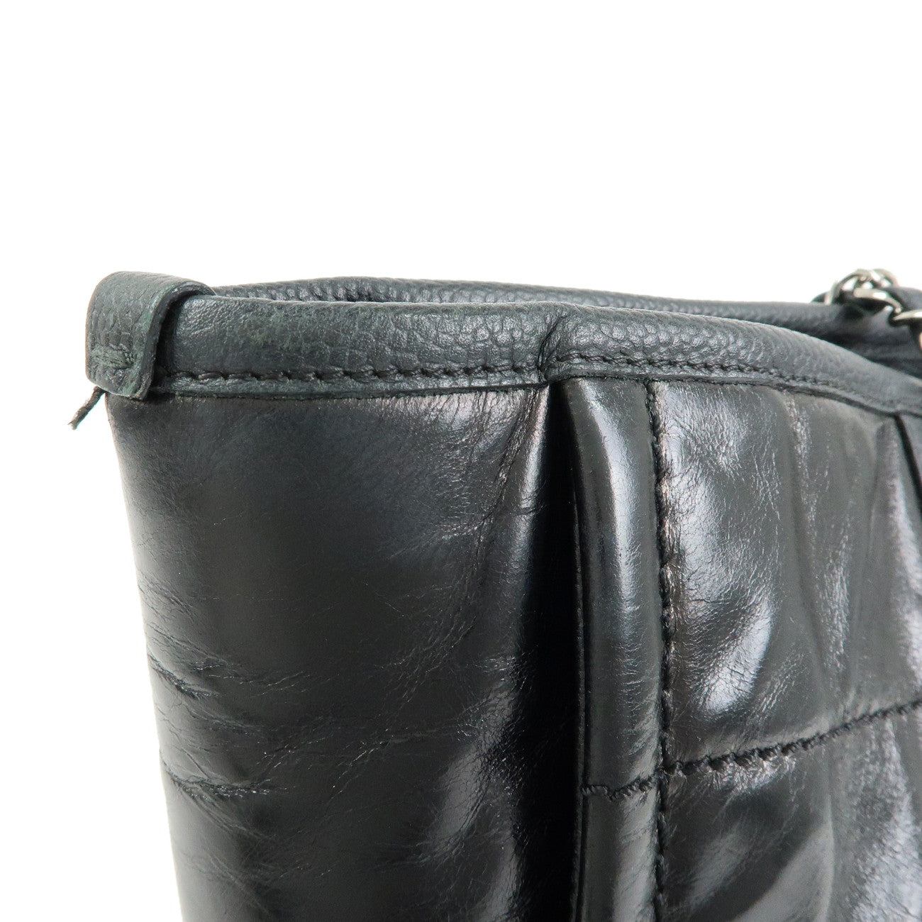 CHANEL Aged Calf Skin Caviarskin Deauville MM Tote Bag Black A93257
