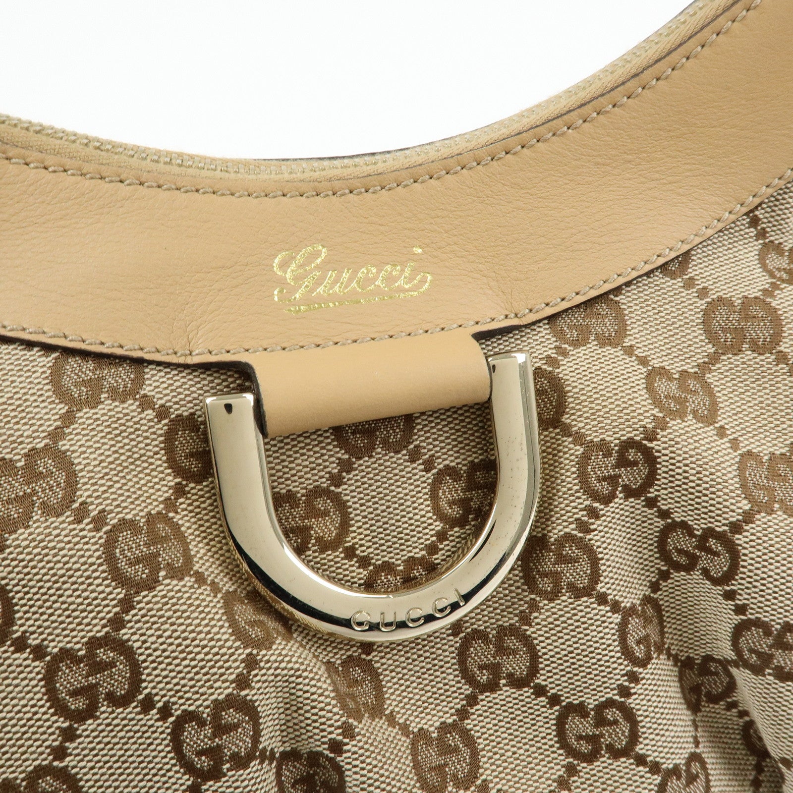 GUCCI Abbey GG Canvas Leather Shoulder Bag Hand Bag Beige 190525