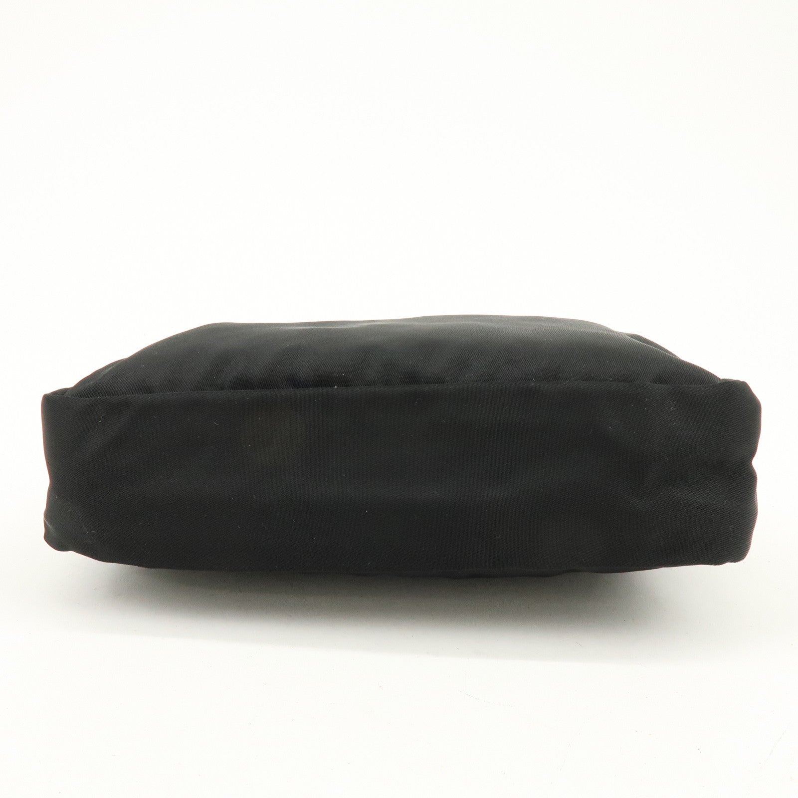 PRADA Triangle Logo Nylon Pouch Cosmetic Case Black