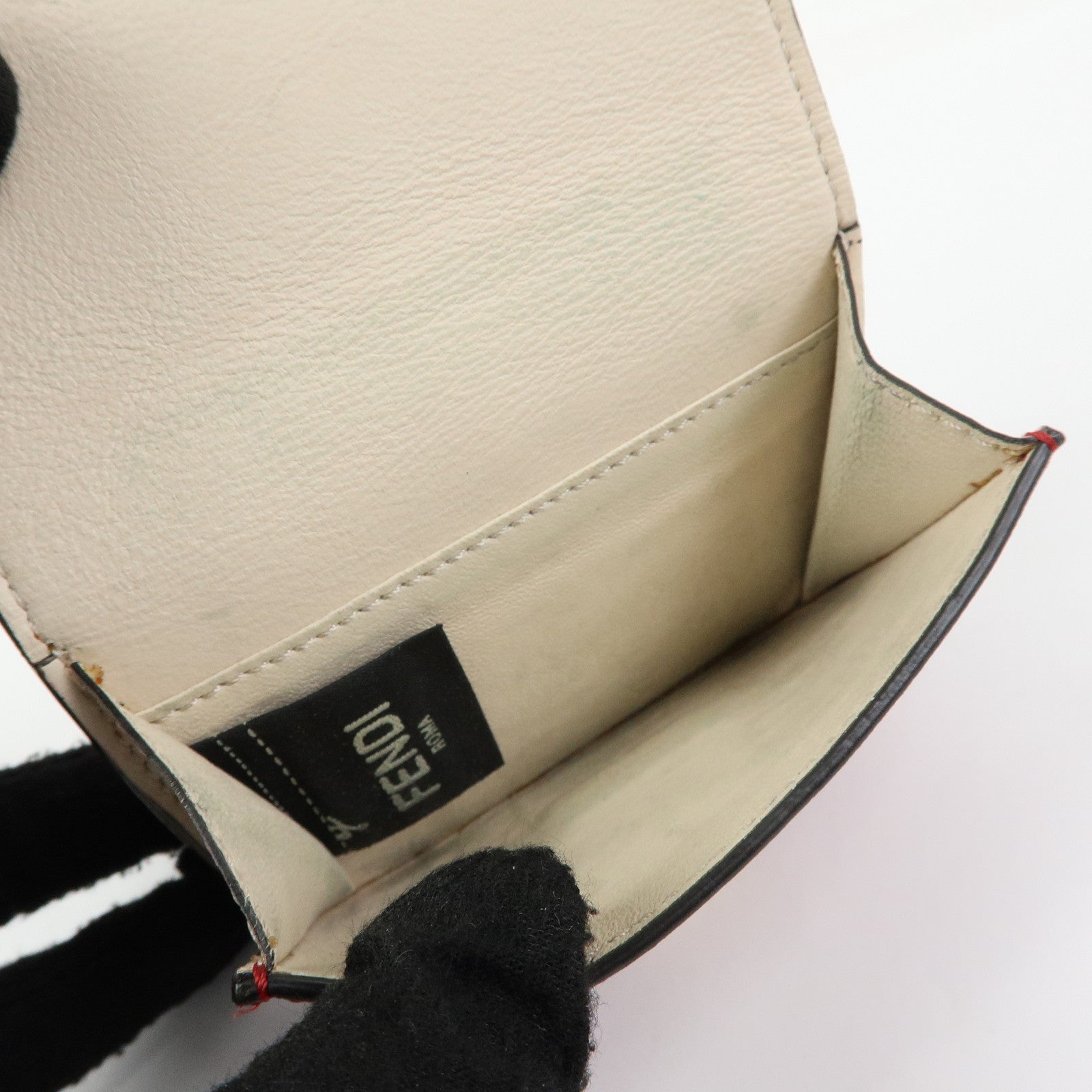FENDI Peekaboo Leather Compact Trifold Wallet Red 8M0445