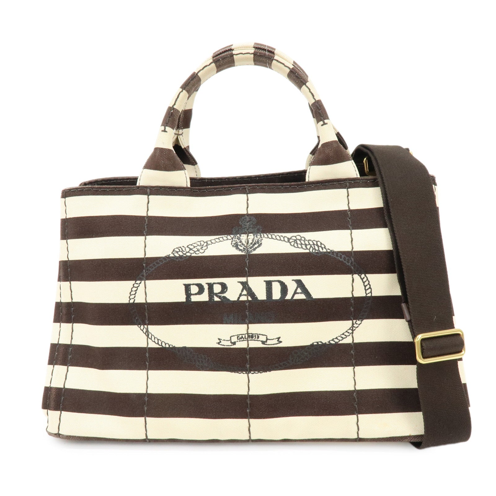 PRADA Canapa Triangle Logo Canvas 2Way Hand Bag Shoulder Bag B2642B