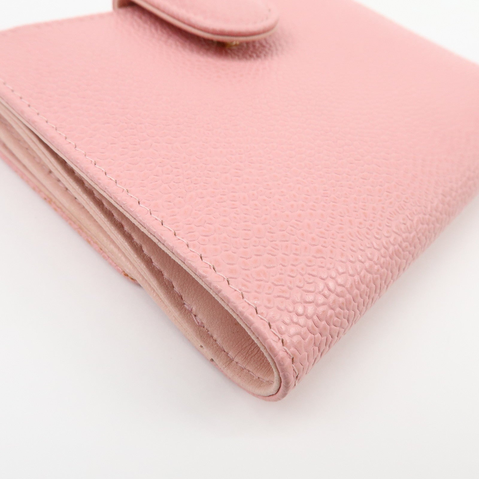 CHANEL COCO Mark Caviarskin Bi-fold Wallet Compact Wallet Pink