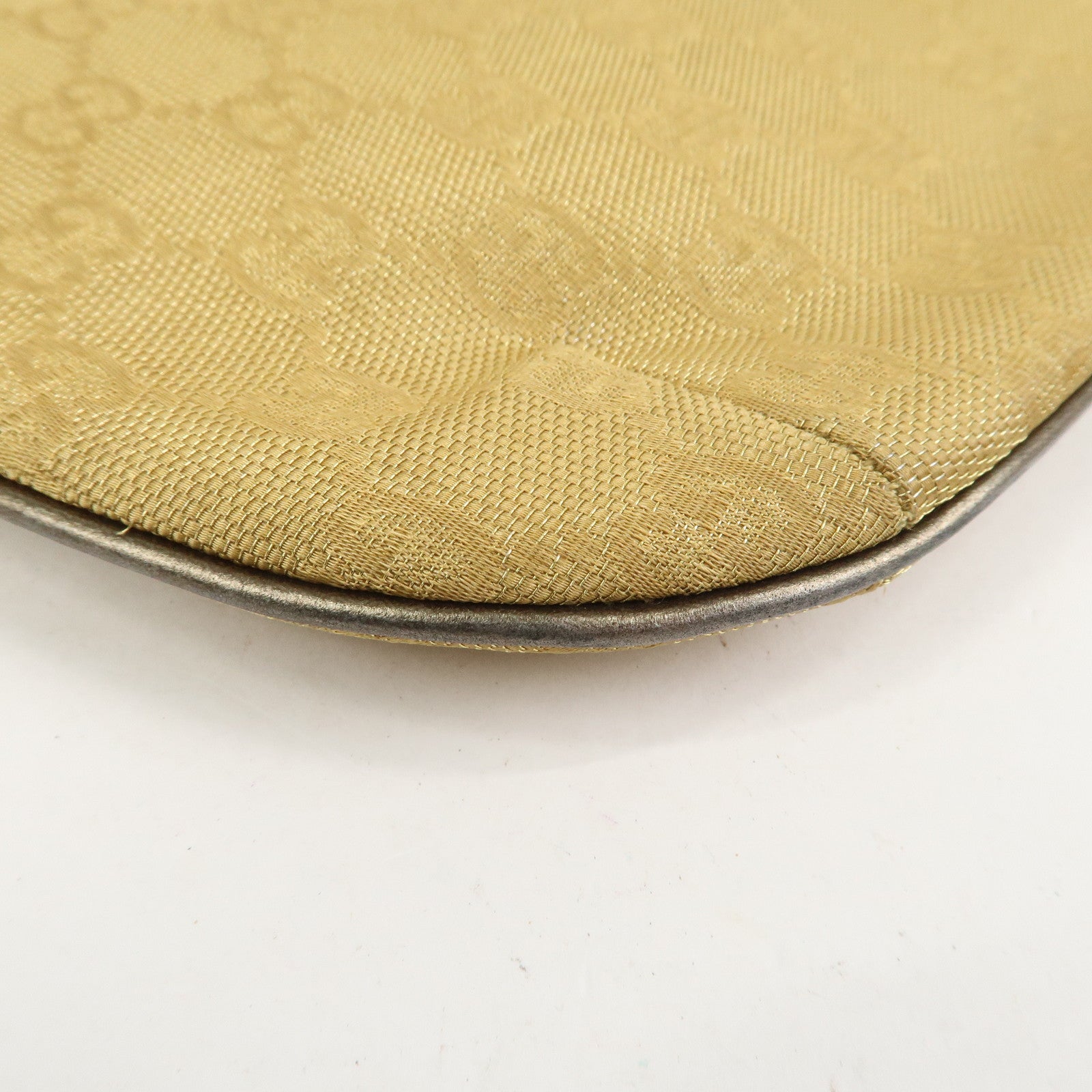 GUCCI GG Canvas Leather Shoulder Bag Hand Bag Gold 005・0813