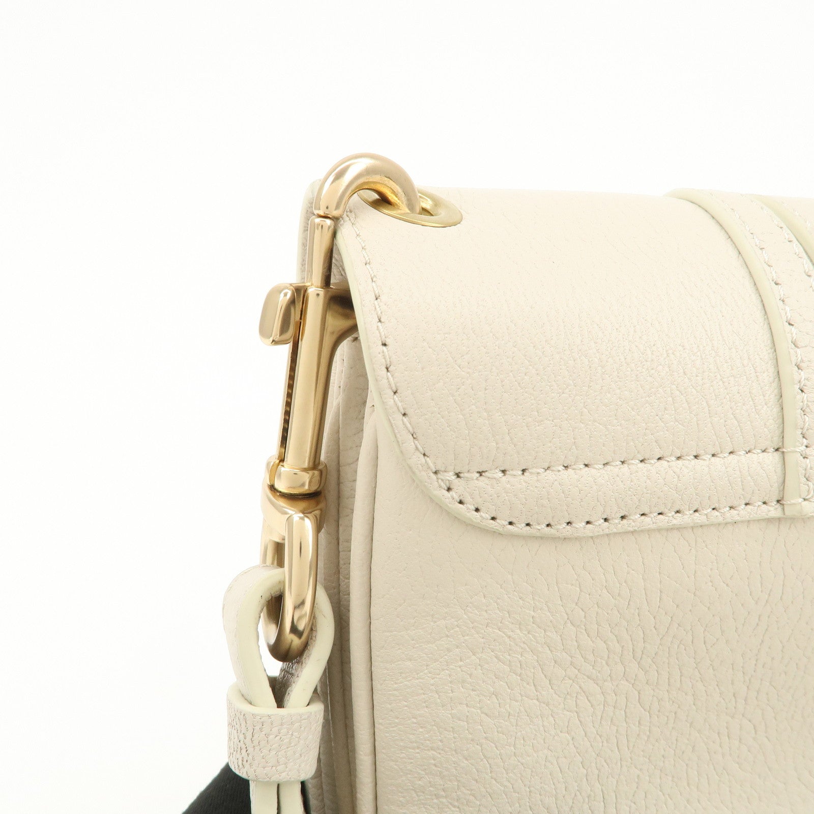 Chole See by Chloé Hana Leather Shoulder Bag Ivory Gold
