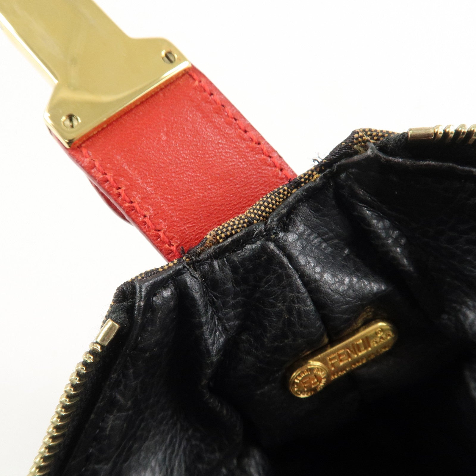 FENDI Canvas Leather Leopard Vanity Bag Cosmetic Pouch 26360 Used