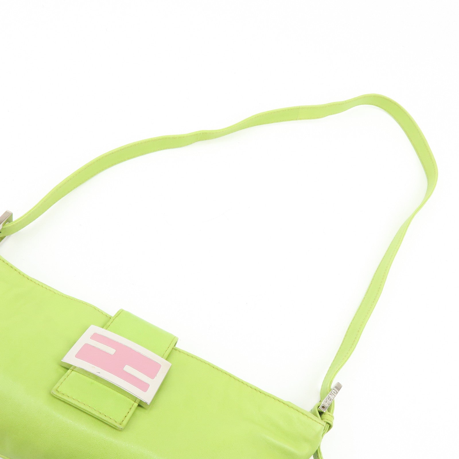 FENDI Leather Shoulder Bag Crossbody Bag Light Green 26685