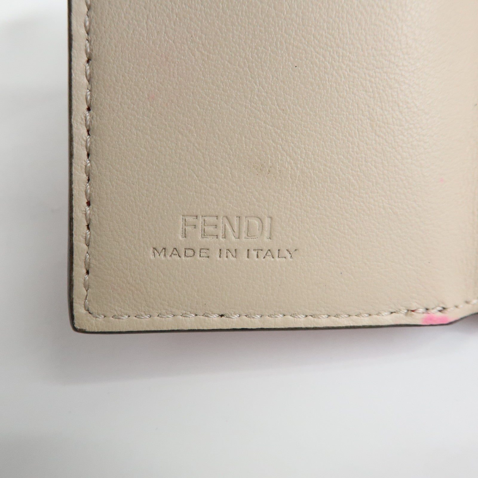 FENDI Peekaboo Leather Compact Trifold Wallet Red 8M0445