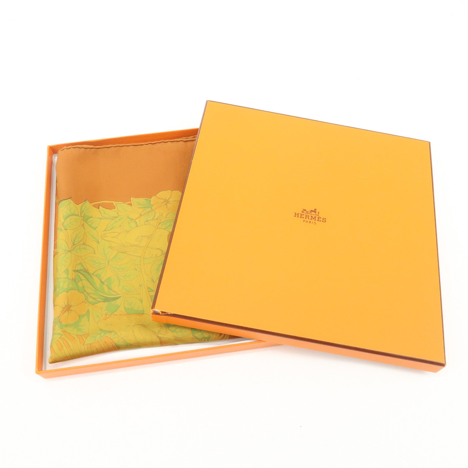 HERMES Carre 90 Silk 100% Scarf DIP DYE JUNGLE LOVE Yellow