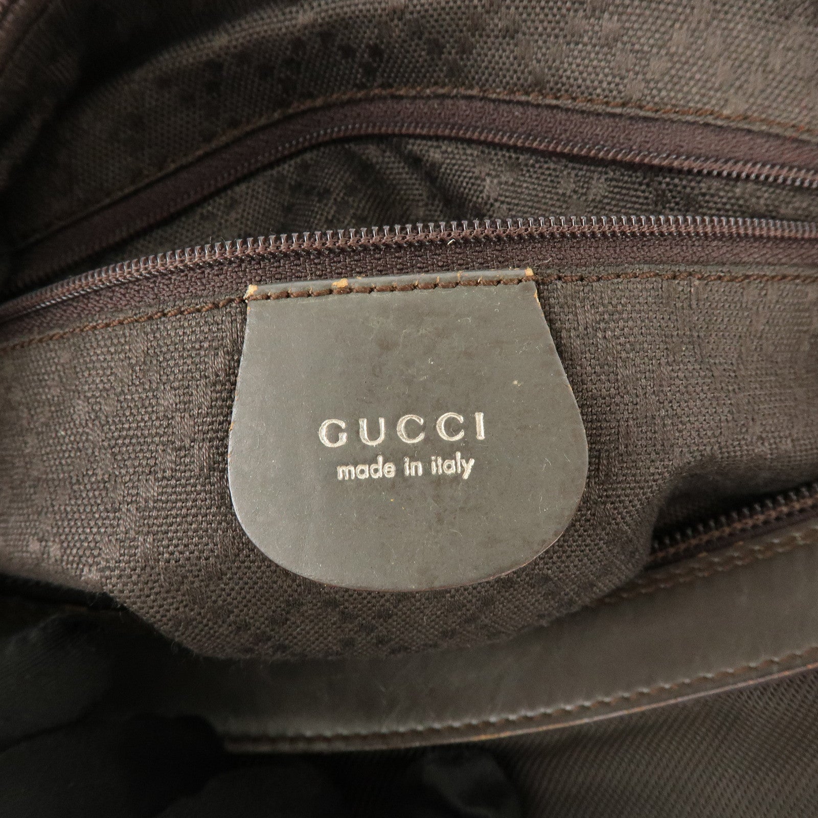 GUCCI Bamboo Nylon Leather Shoulder Bag Hand Bag Brown 000・2214