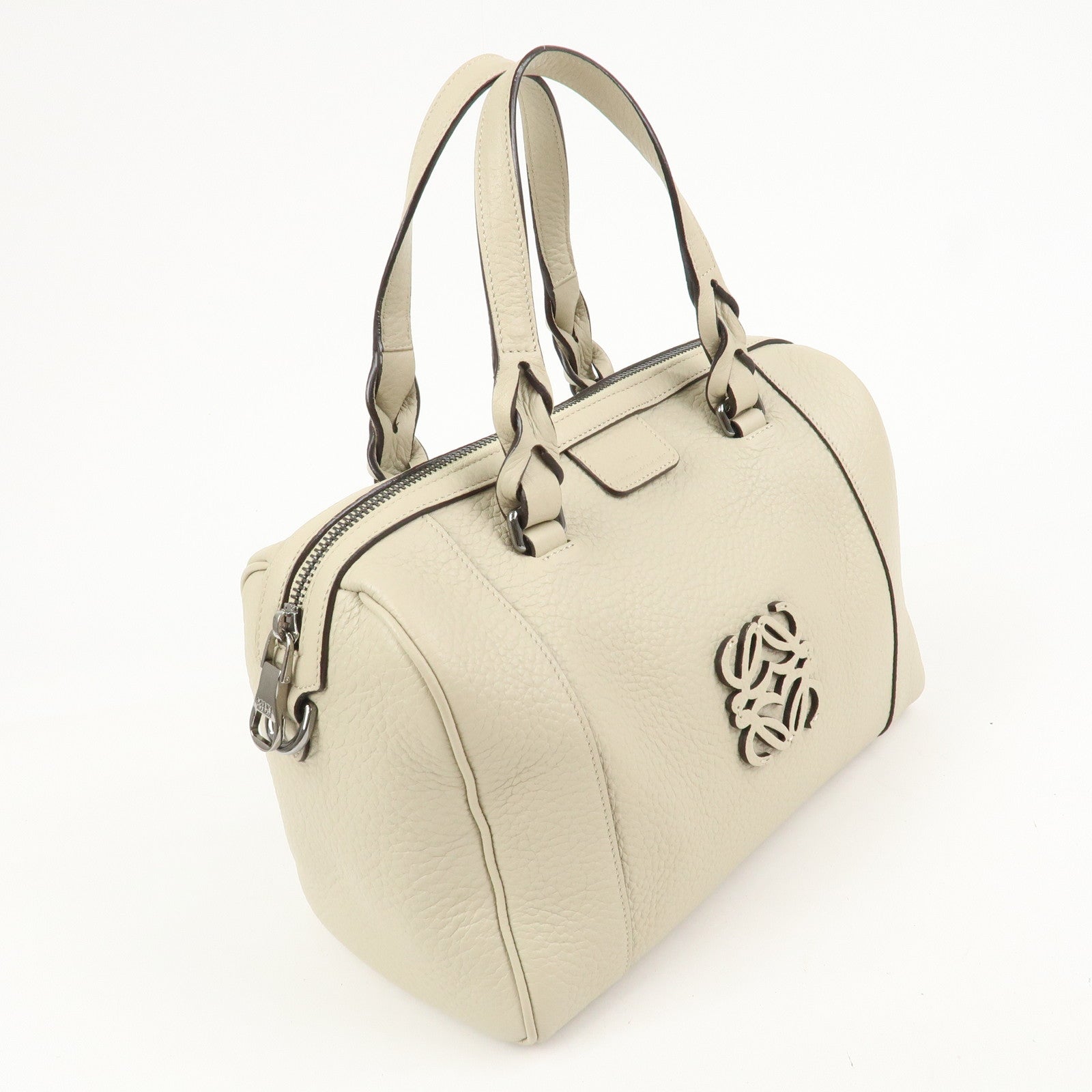 LOEWE Anagram Leather 2Way Bag Shoulder Bag Hand Bag Ivory