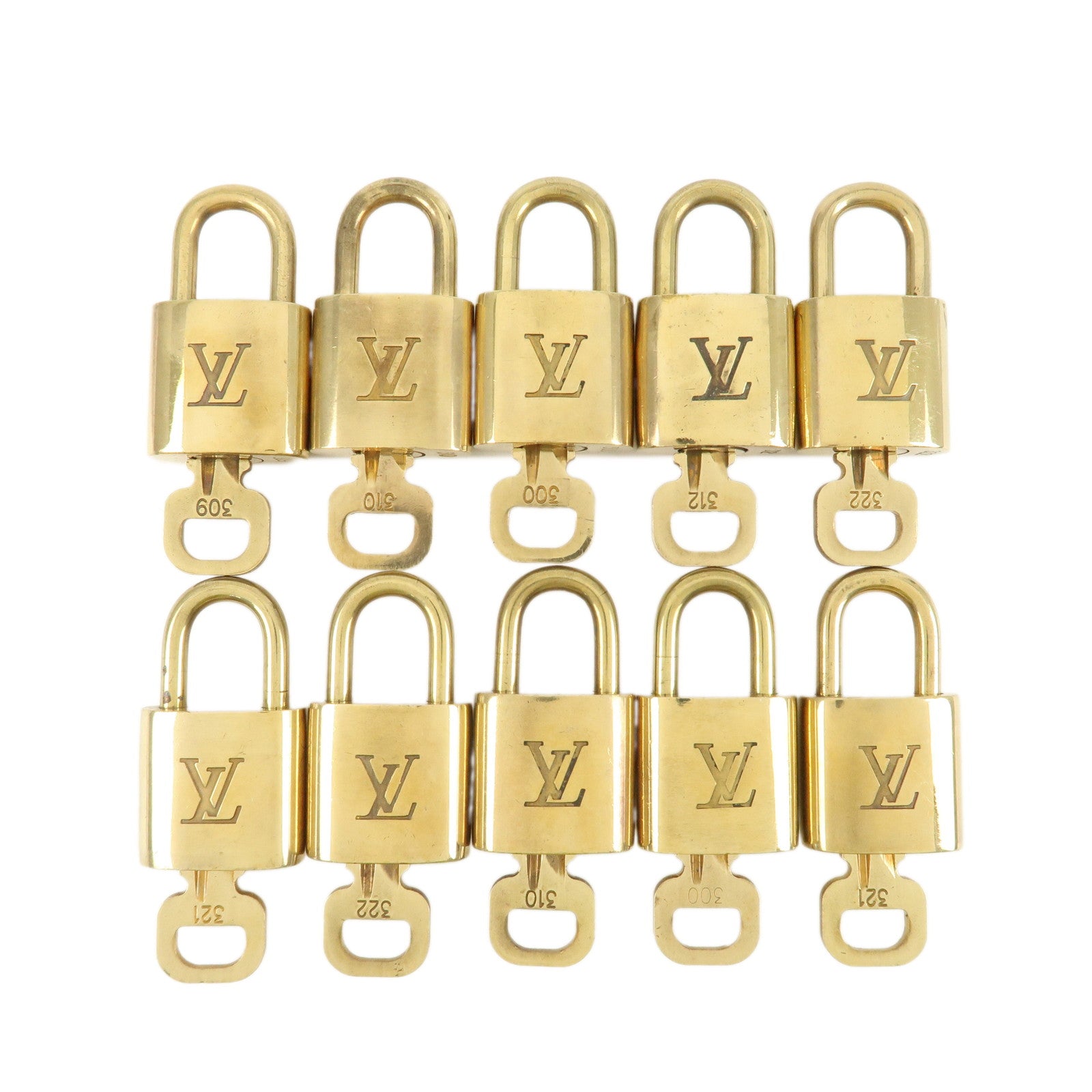 Louis Vuitton Set of 10 Lock & Key Cadena Key Lock Metal Gold Used