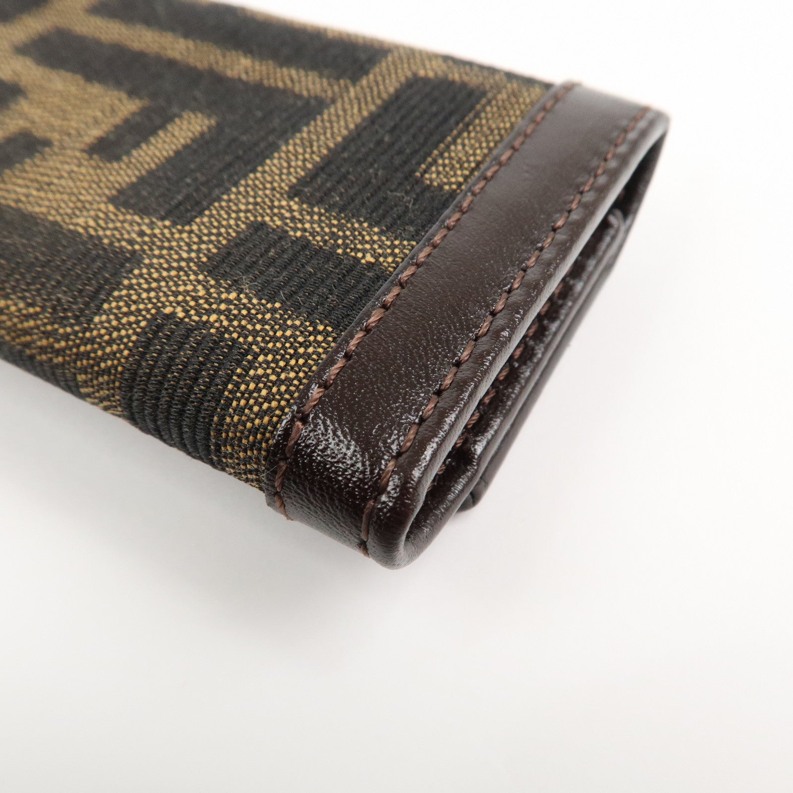 FENDI Zucca Canvas Leather 6 Ring Key Case Brown 10163
