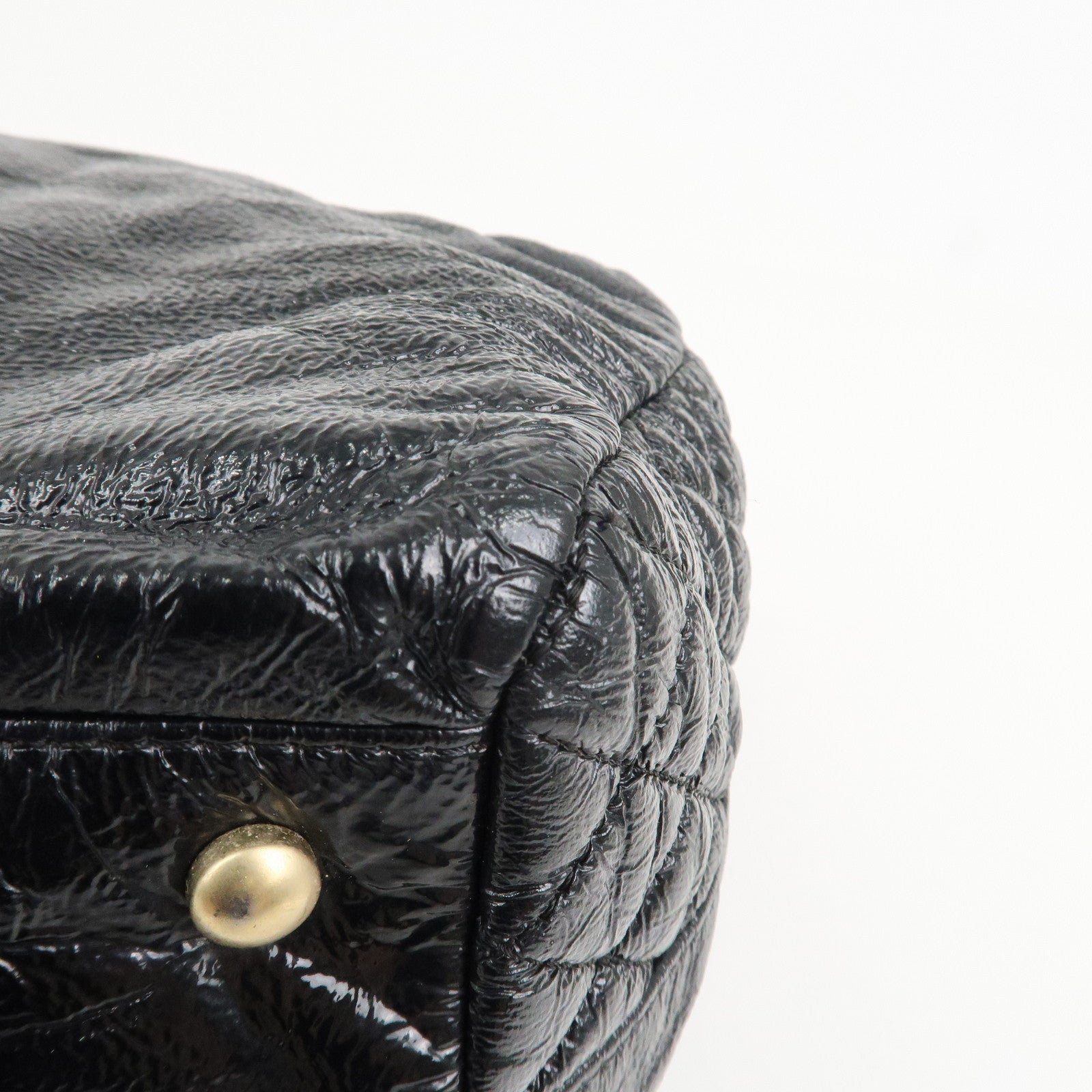 CHANEL Leather Chain Shoulder Bag Hand Bag Black Gold