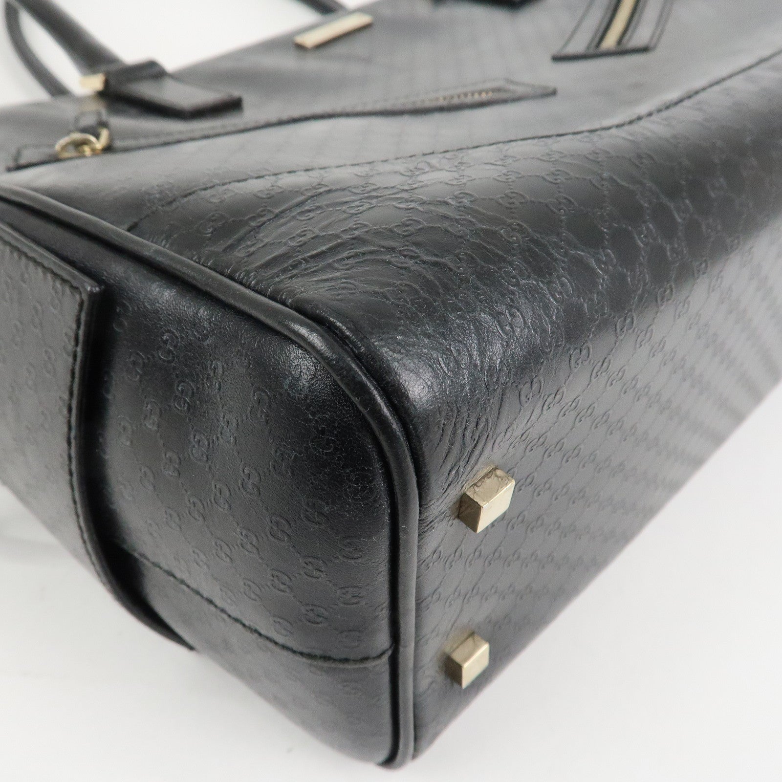 GUCCI Micro Guccissima Leather Hand Bag Black 022.1115