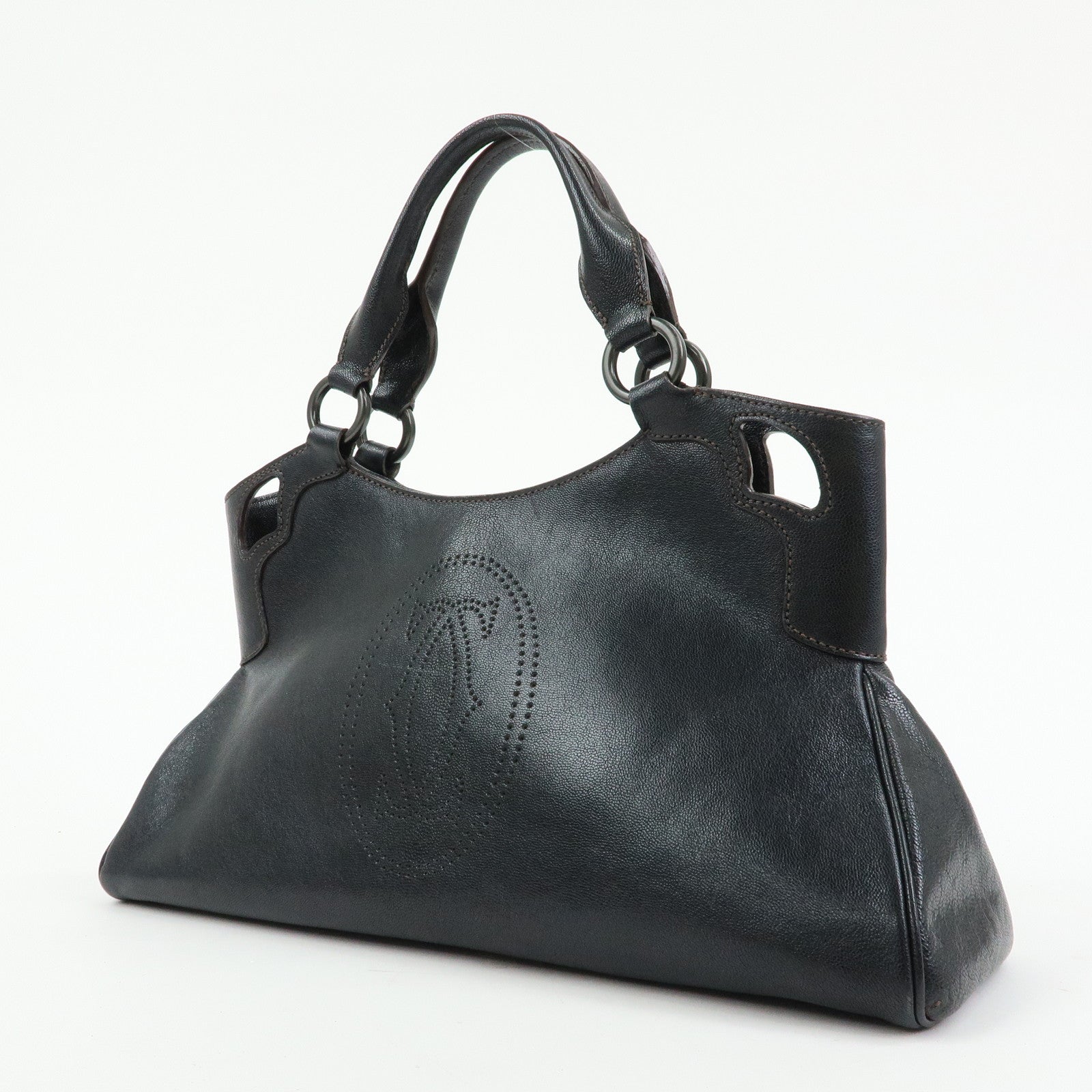 Cartier Marcello de Cartier Leather Hand Bag Tote Bag Black