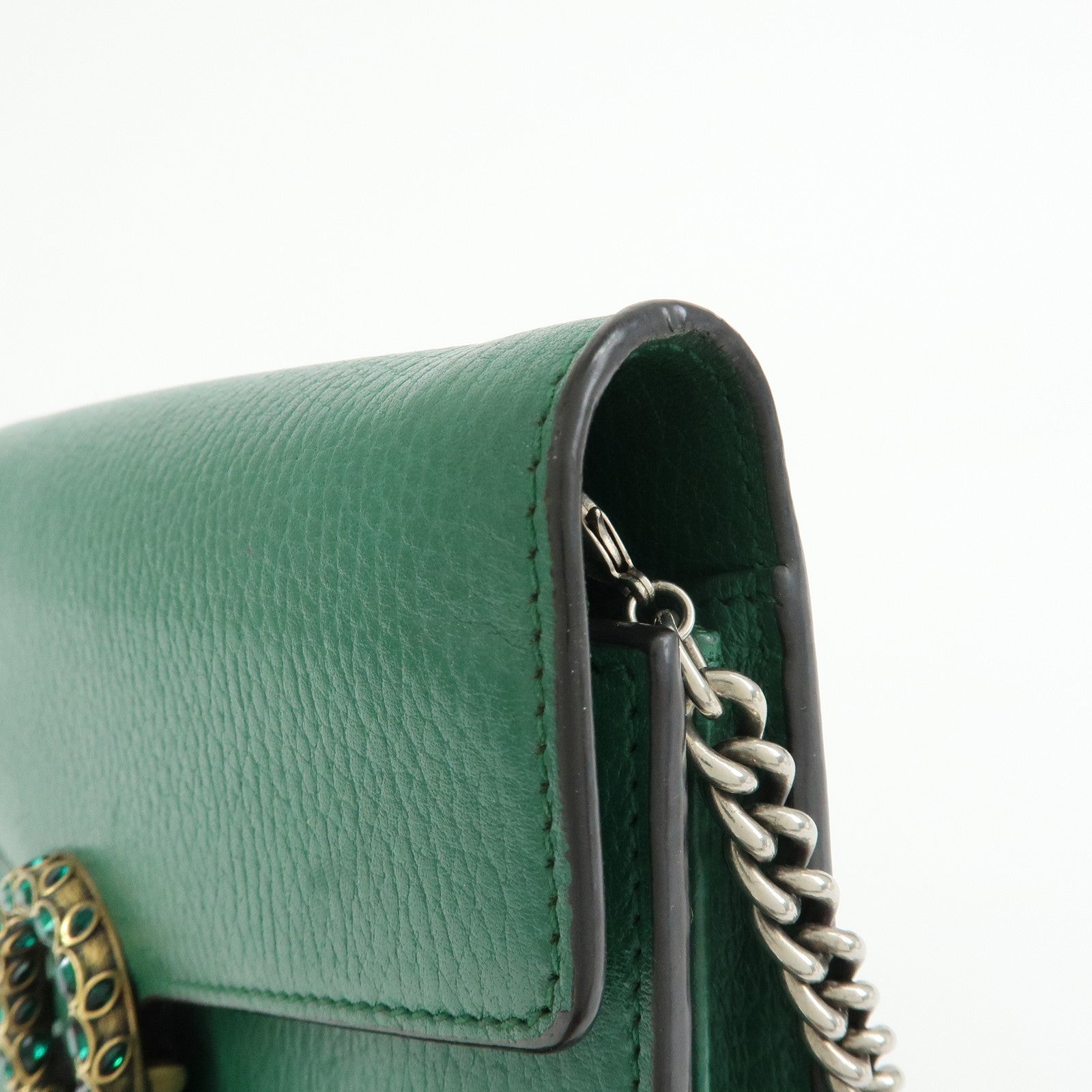 GUCCI Dionysus Leather Chain Wallet Shoulder Bag Green 401231