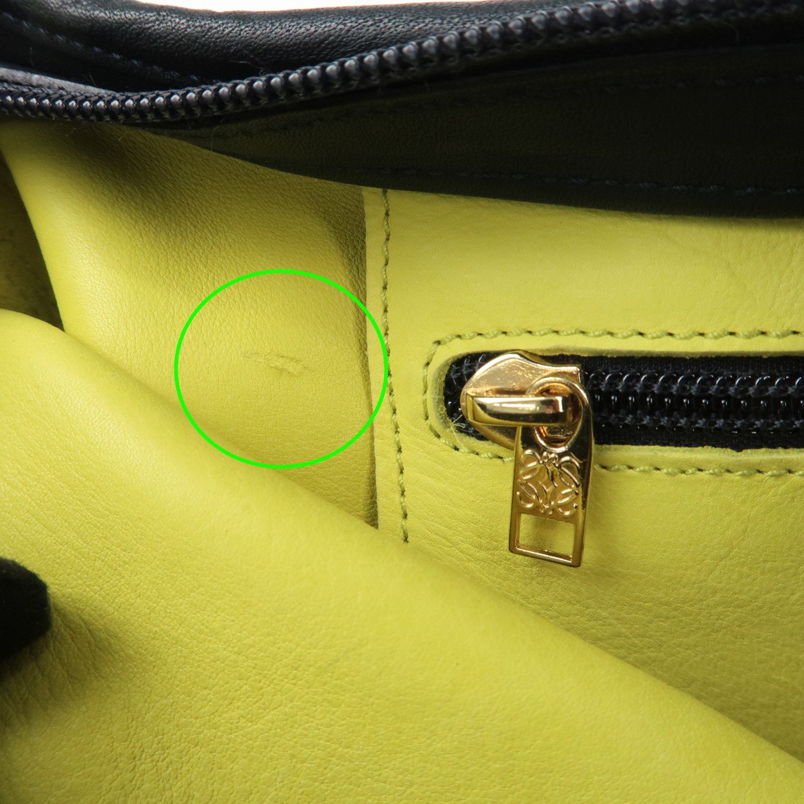 LOEWE Anagram Suede Leather Shoulder Bag Hand Bag Light Green Navy