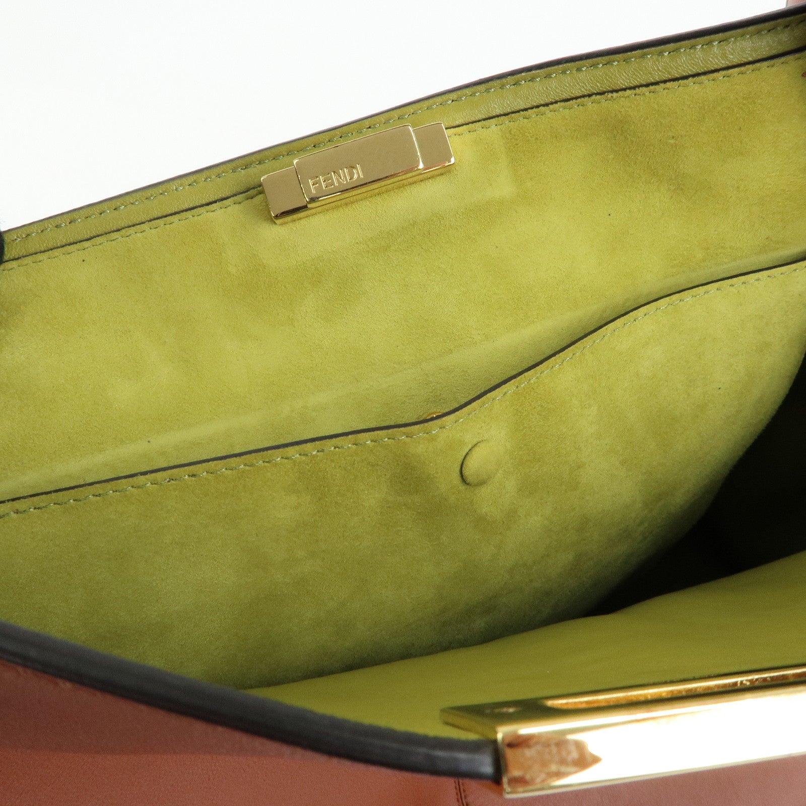 FENDI Peekaboo X‑Lite Leather Shoulder Bag Hand Bag Brown 8BN304