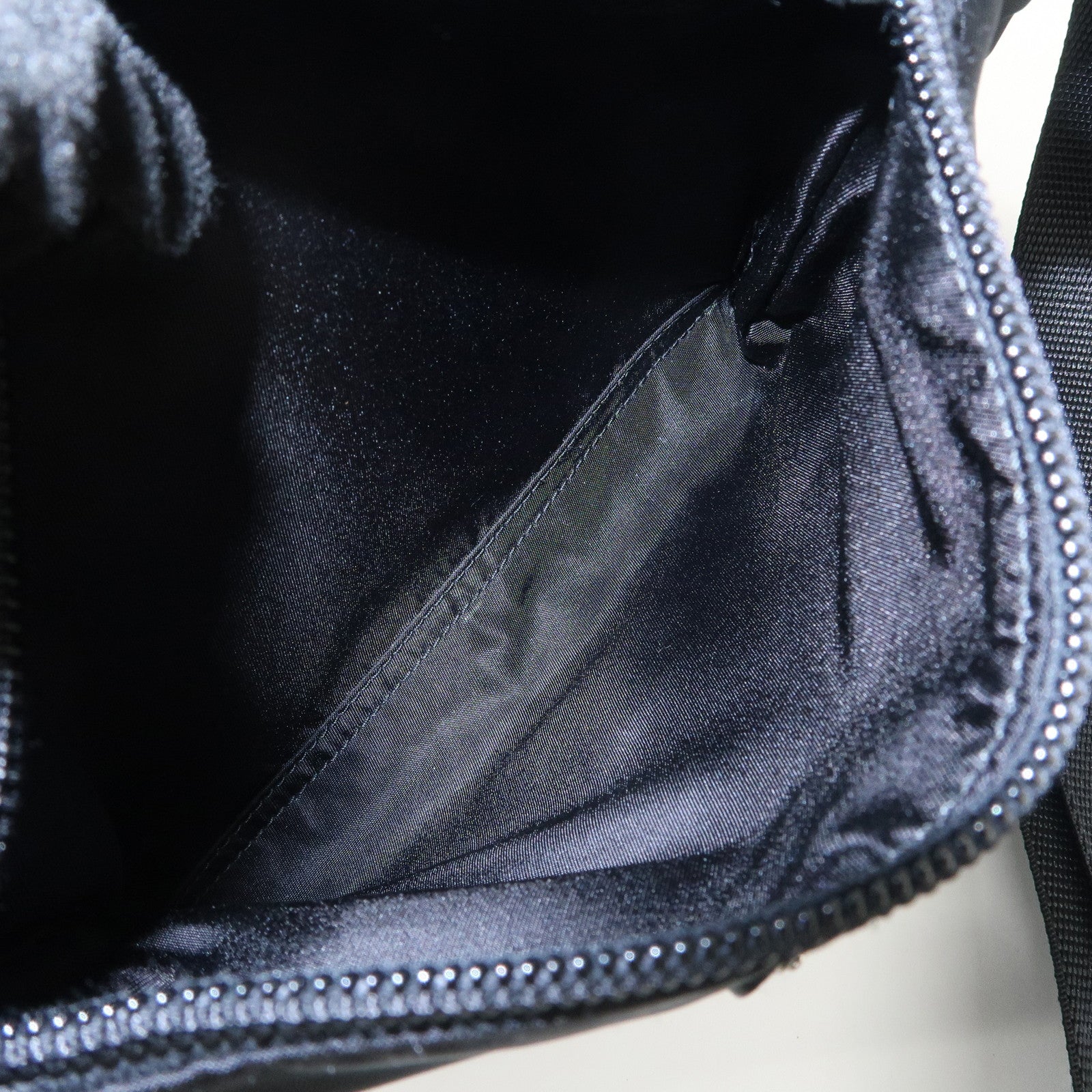 PRADA Triangle Logo Nylon Saffiano Leather Shoulder Bag Black