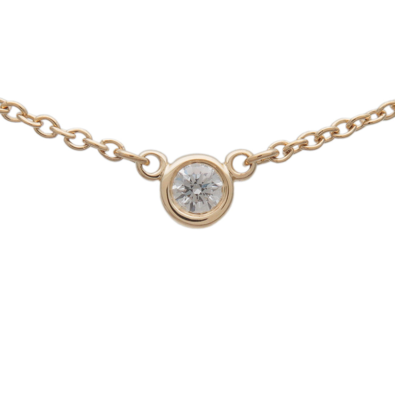 Tiffany & Co By The Yard 1P Diamond Necklace K18 750YG Yellow Gold