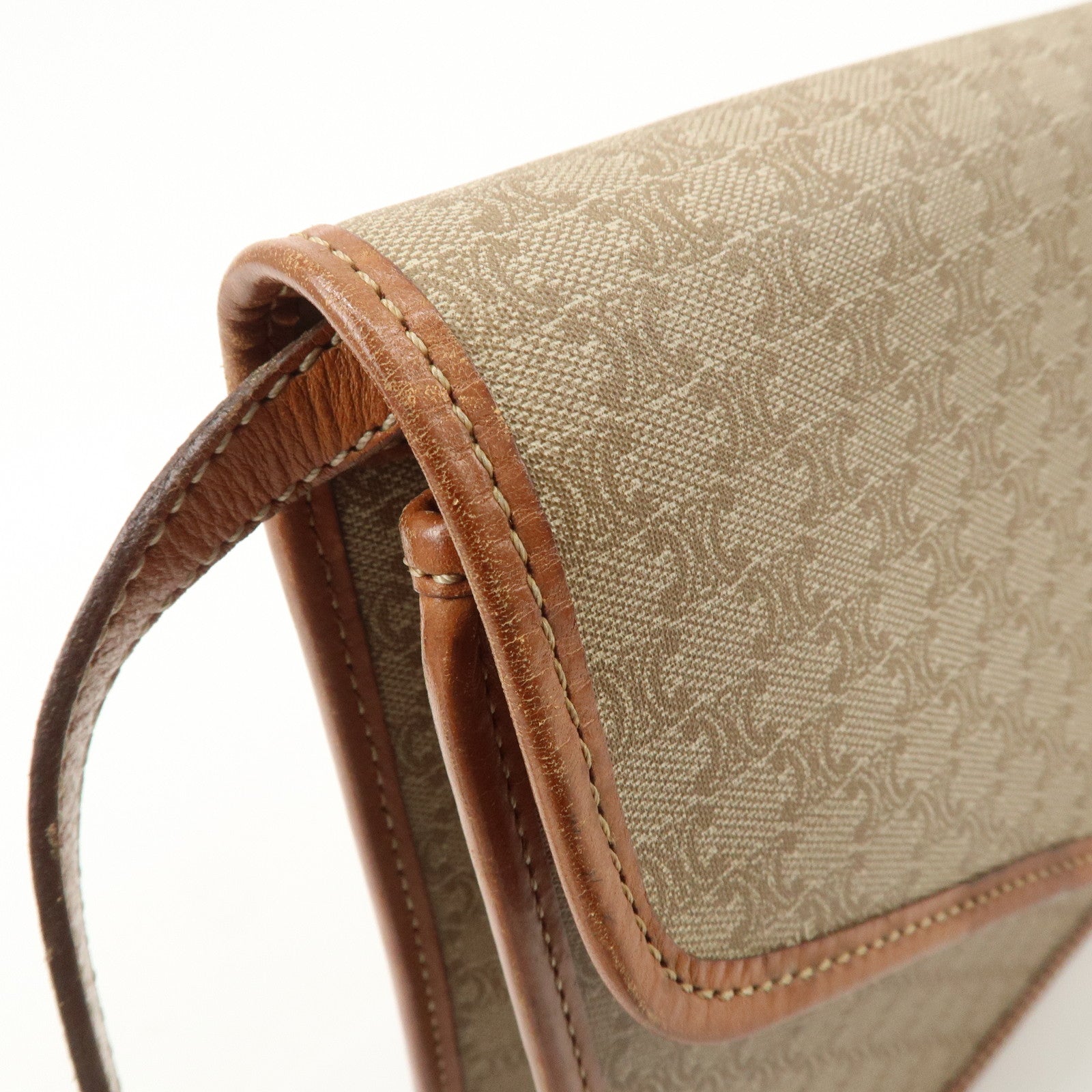 CELINE C Macadam 2Way Bag Shoulder Bag Clutch Bag Beige Brown
