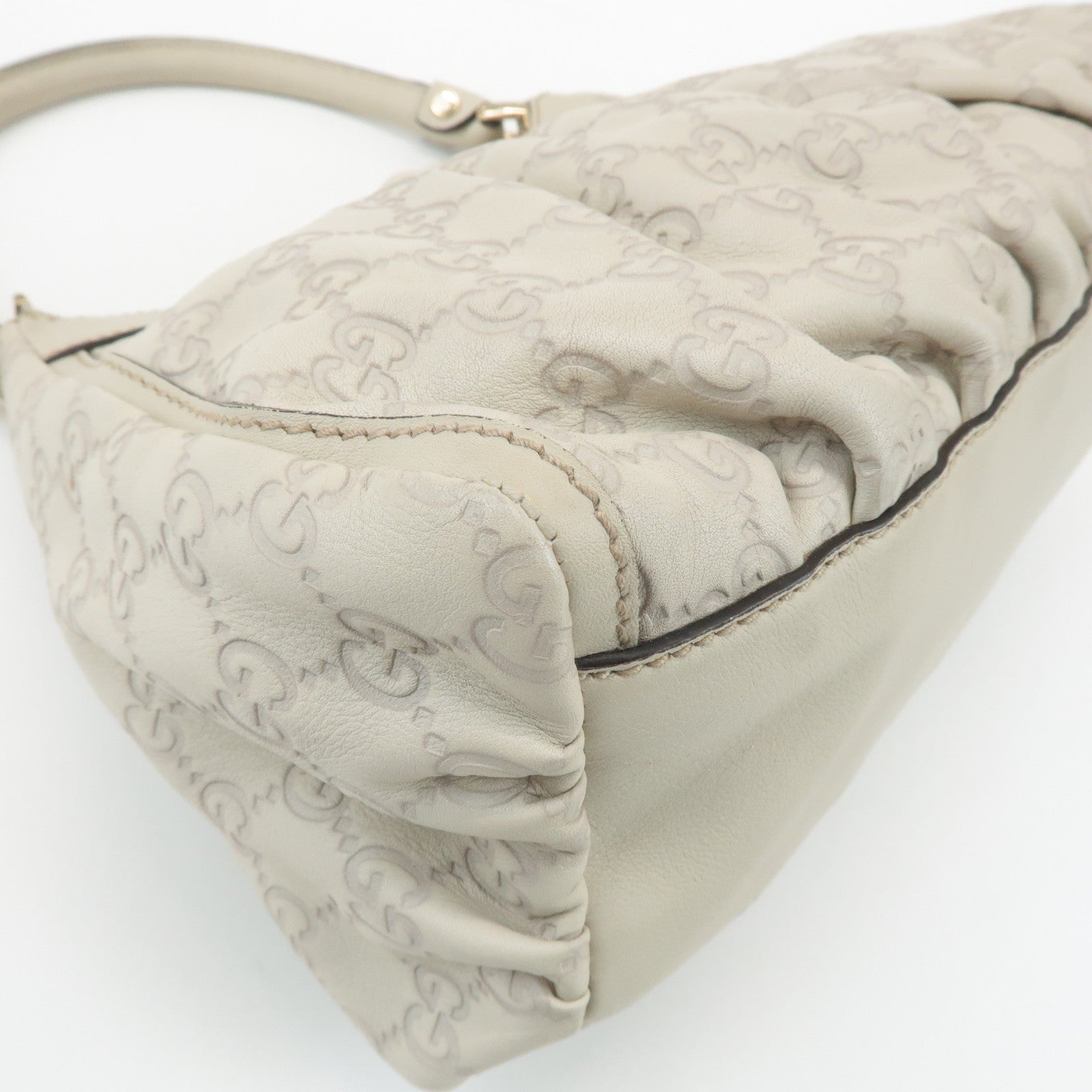 GUCCI Abbey Guccissima Leather Shoulder Bag Hand Bag Ivory 190525 Used