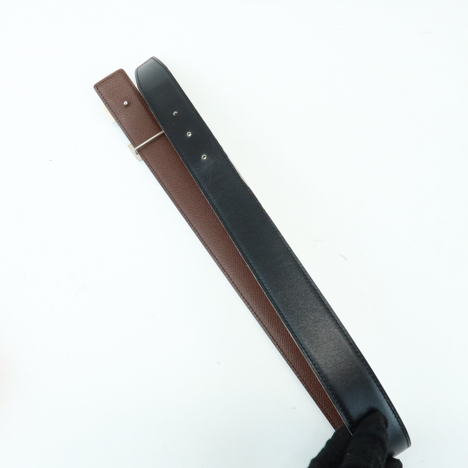 HERMES BoxCalf H Buckle Reversible Constance Belt □B Stamped Black