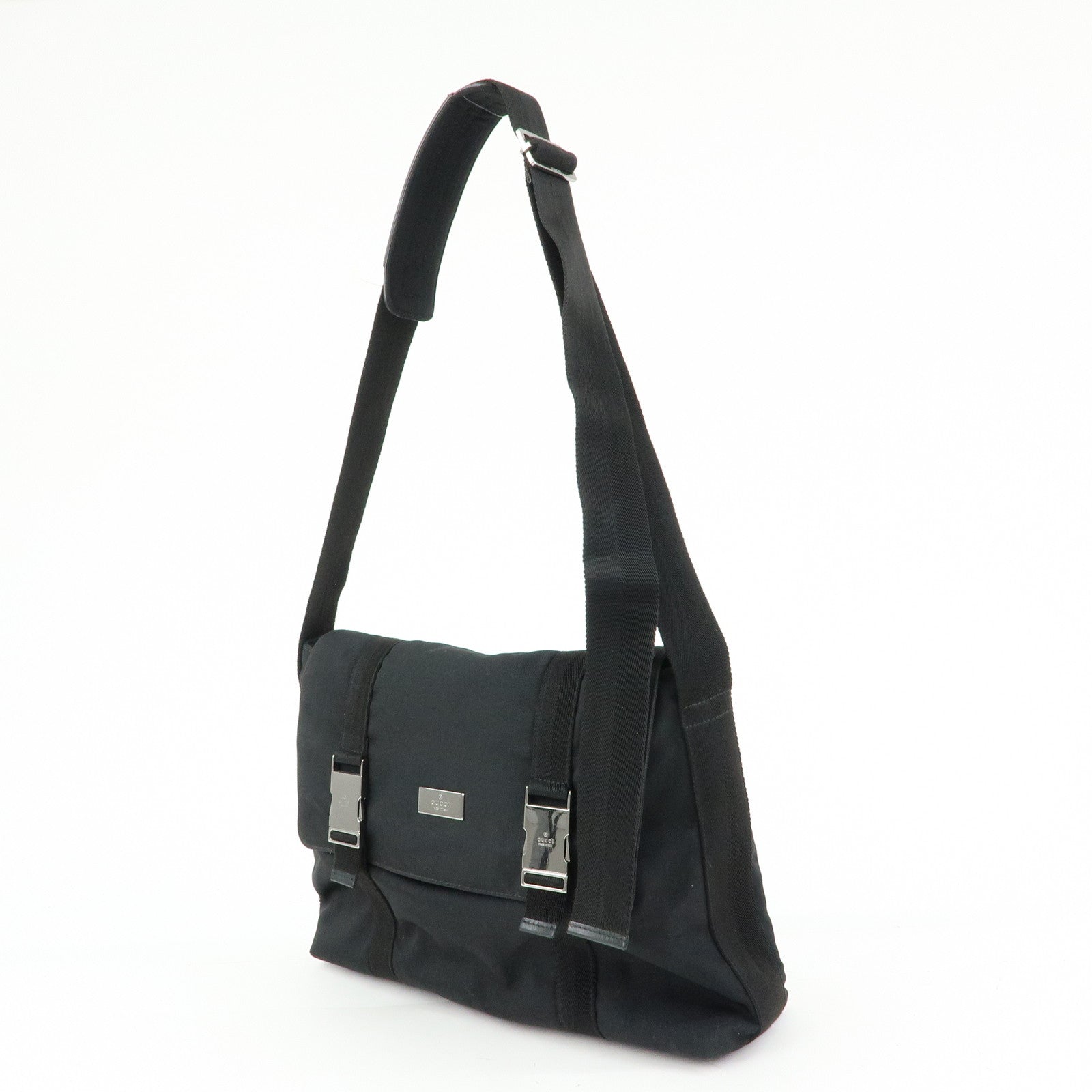 GUCCI Nylon Leather Shoulder Bag Crossbody Bag Black 122373