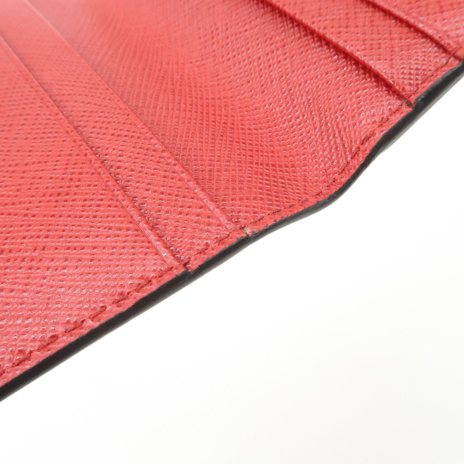 PRADA Saffiano Leather Heart Card Case Pass Case Black Red 1MC006