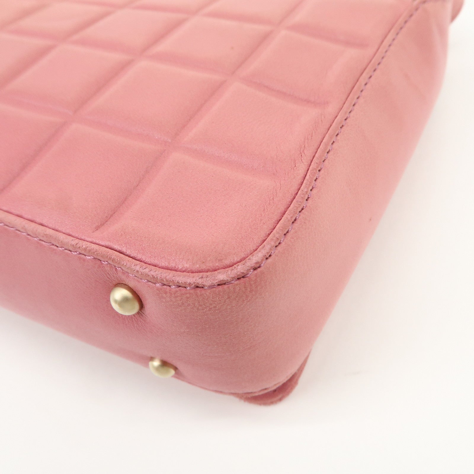 CHANEL COCO Mark Chocolate Bar Lamb Skin Shoulder Bag Pink