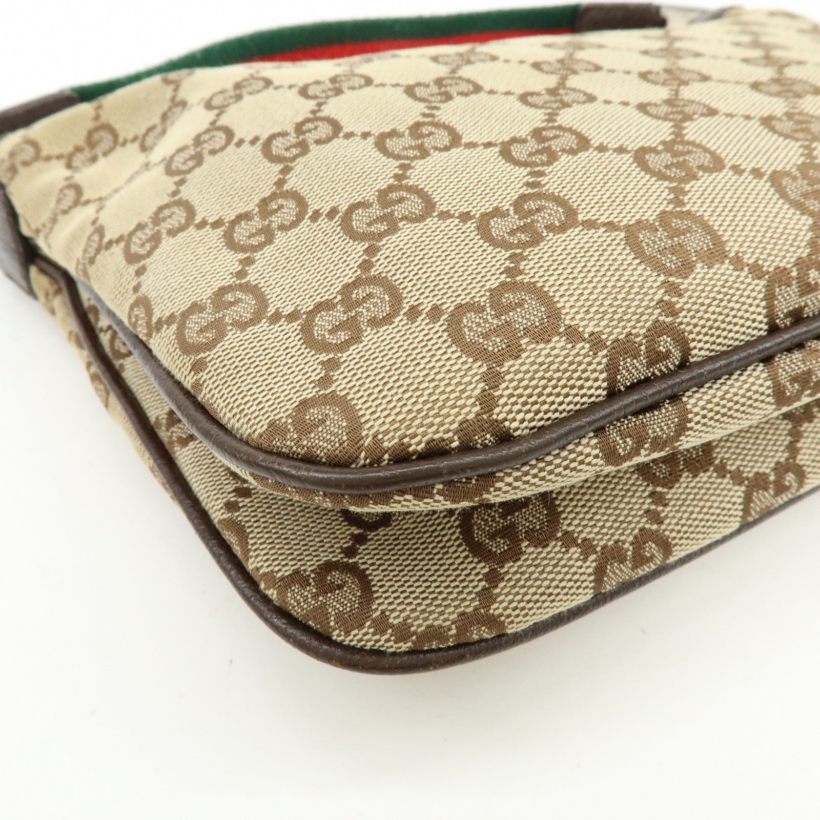 GUCCI Sherry Line GG Canvas Leather Hand Bag Beige Brown 145812