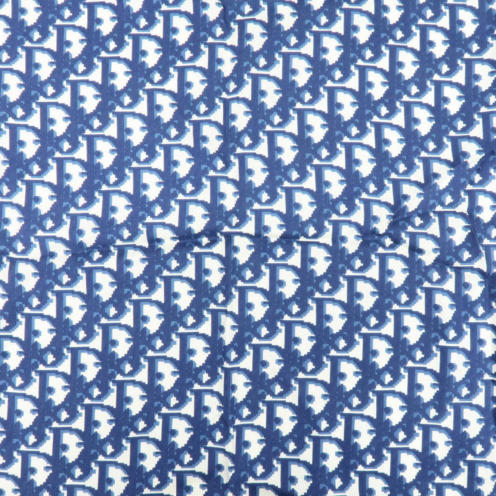 Christian Dior Logo Silk 100% Scarf Navy White