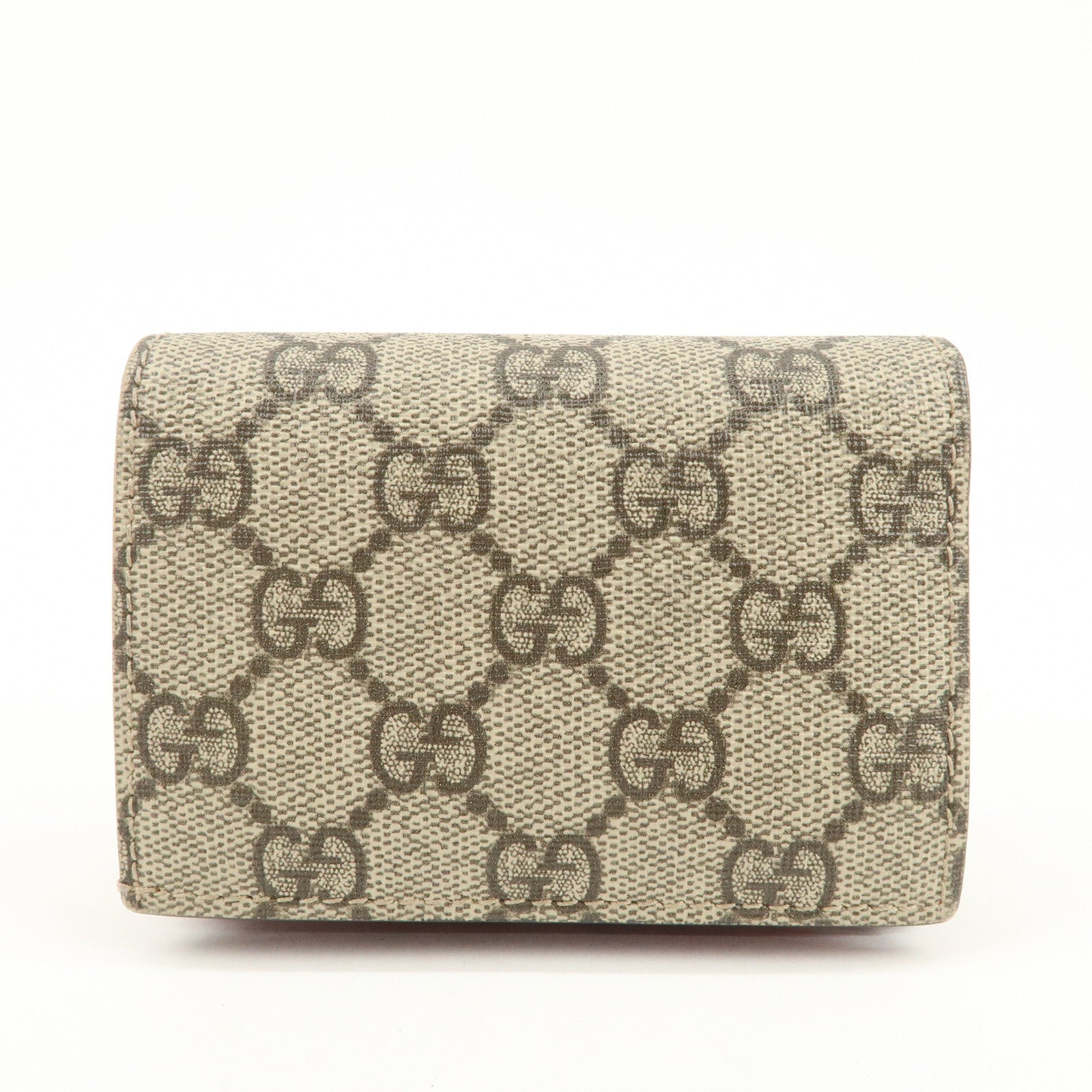 GUCCI Interlocking G Cherry GG Supreme Compact Wallet Beige 476050
