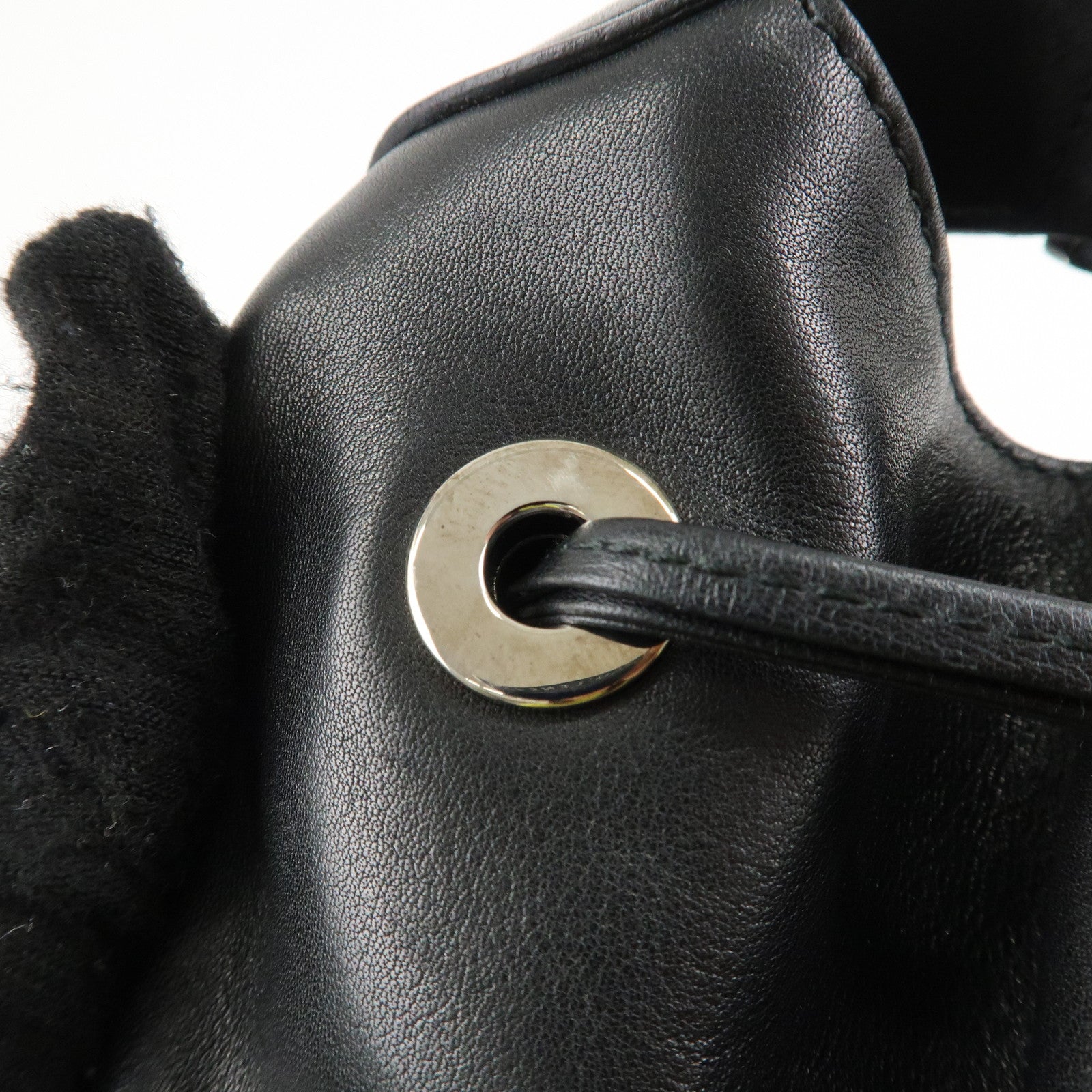 GUCCI Drawstring Leather Shoulder Bag Hand Bag Black 001.4033 Used