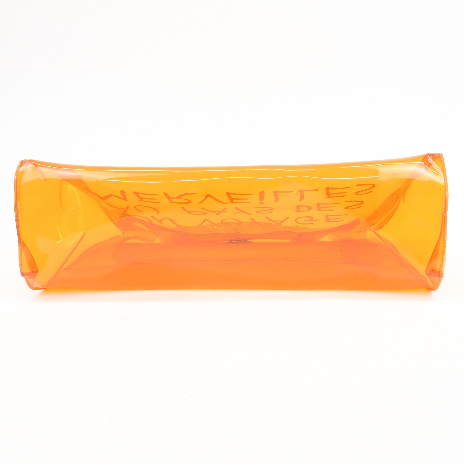 HERMES Kelly Vinyl Hand Bag Clear Orange