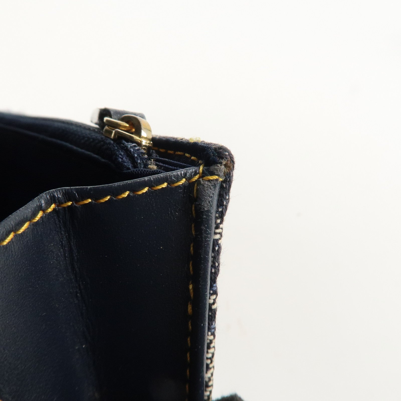 Christian Dior Trotter Canvas Saddle Bi-Fold Long Wallet Navy Used