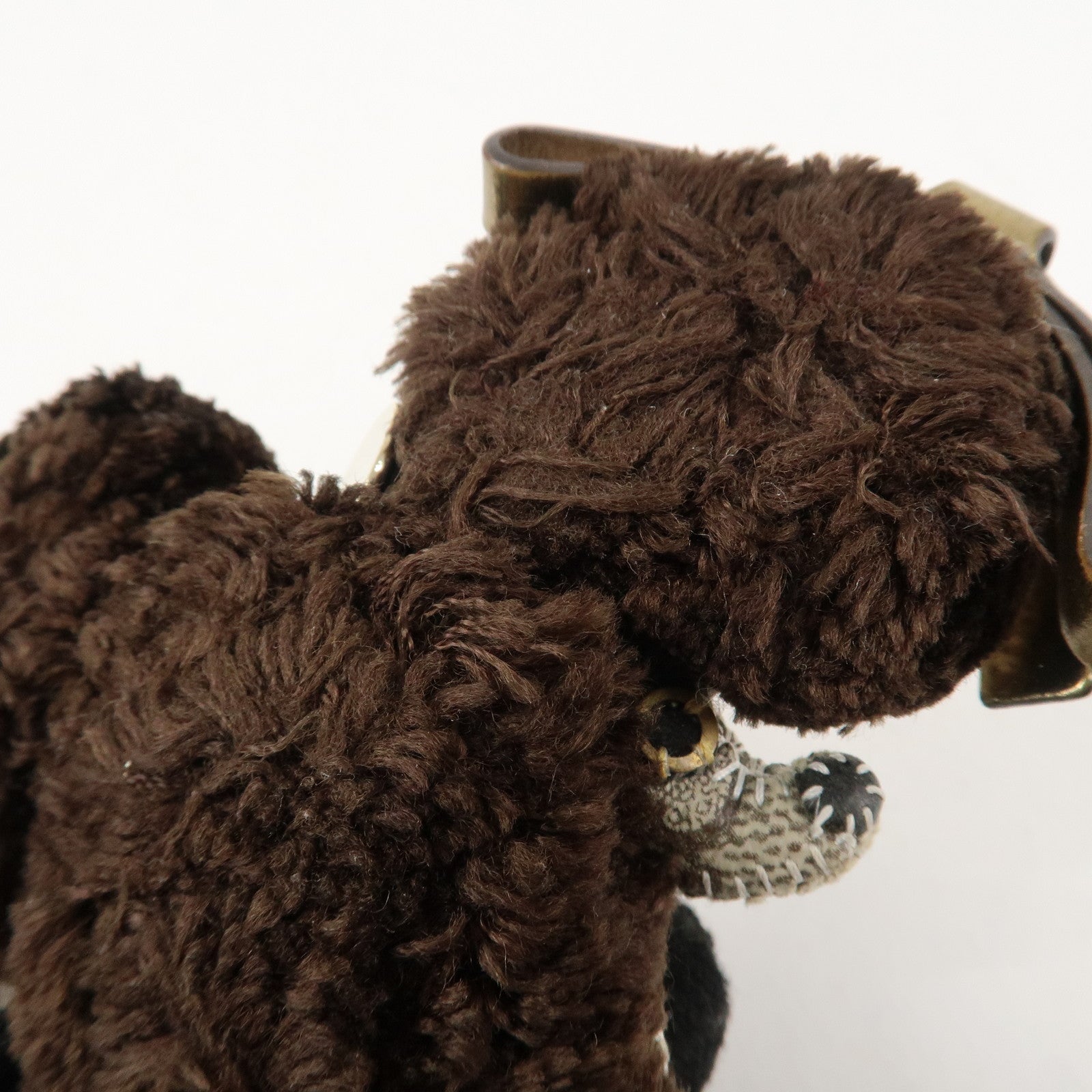 GUCCI Gucciori Leather GG Supreme Bag Charm Poodle Beige Brown Used