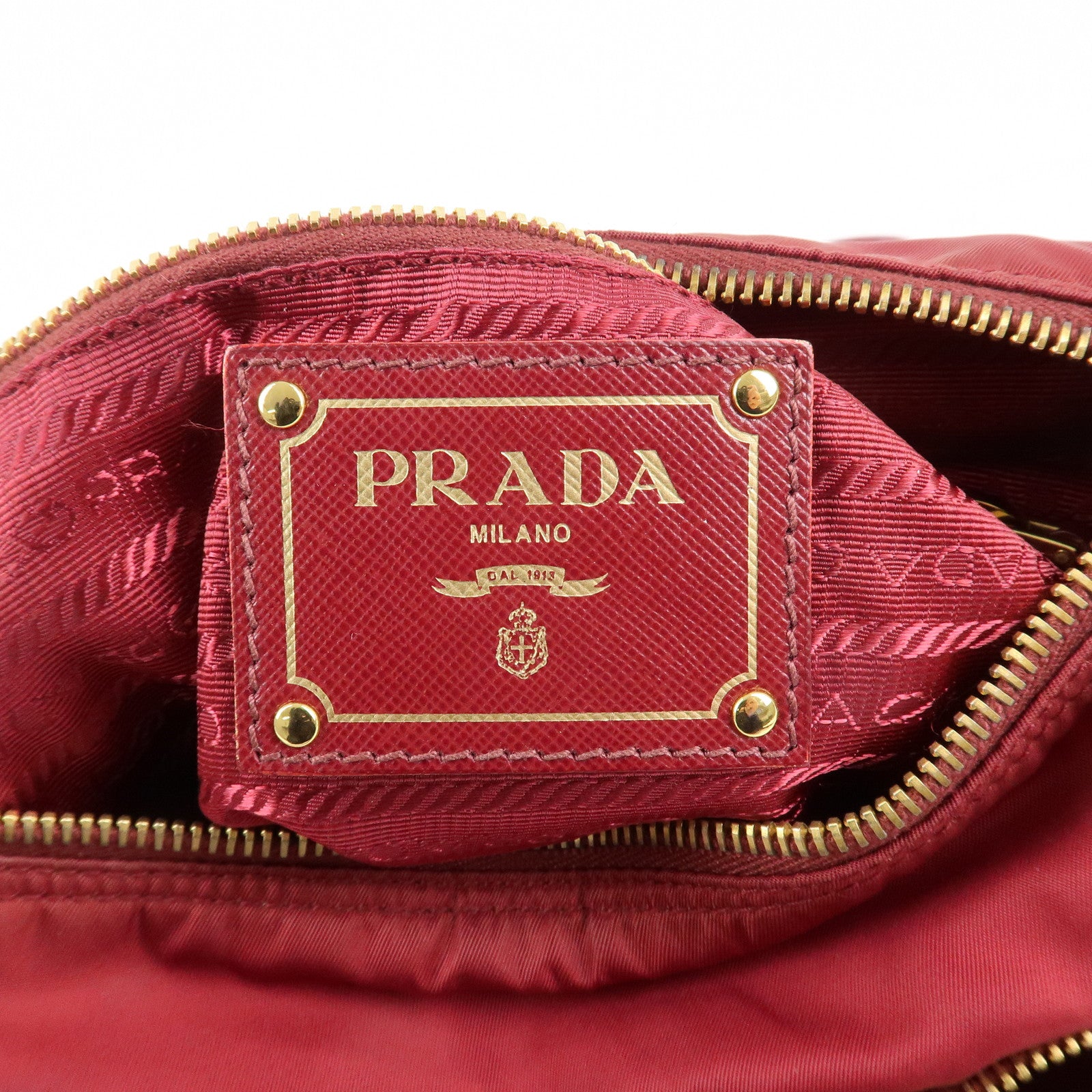 PRADA Logo Nylon Leather Shoulder Bag Crossbody Bag Bordeaux BT0692 Used