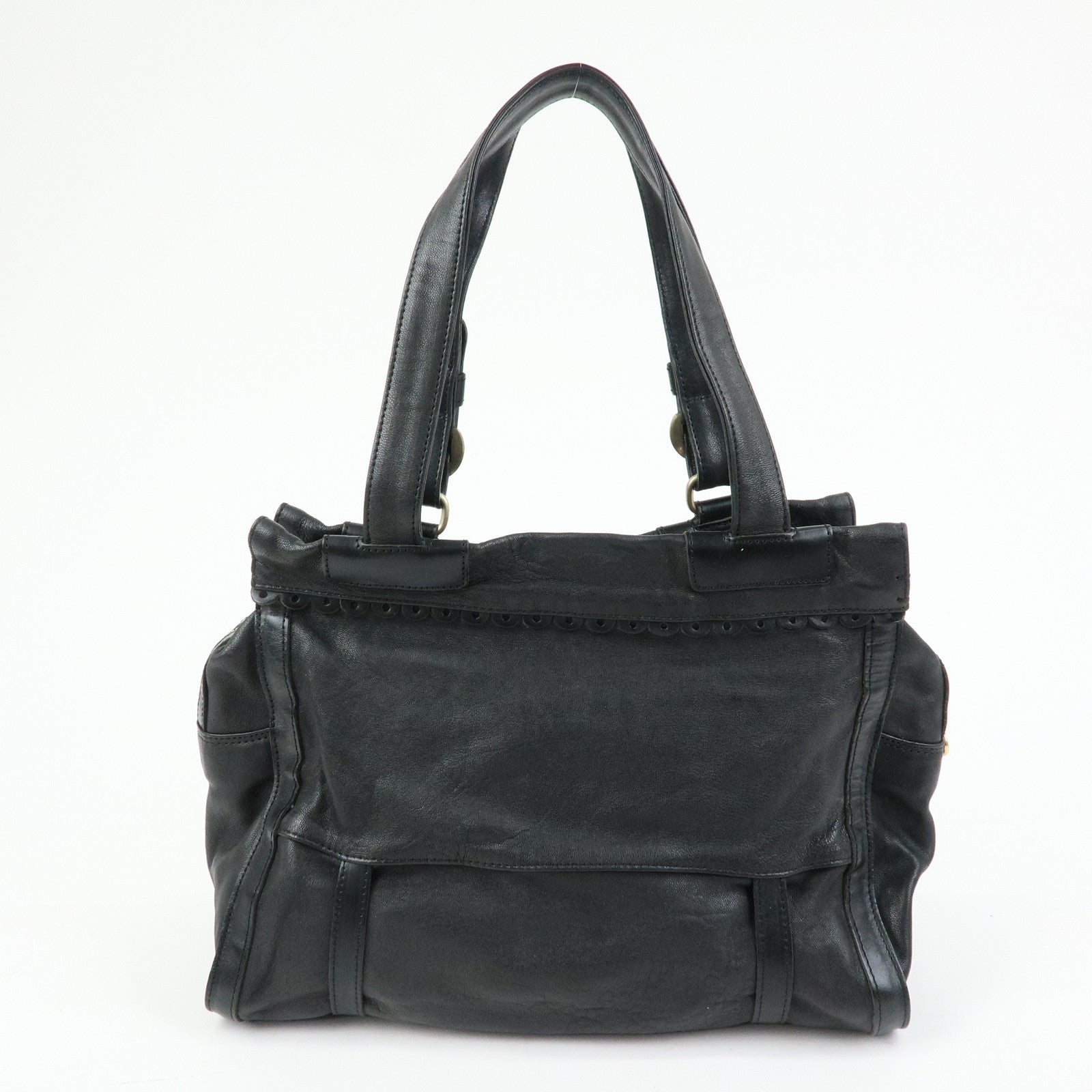 Chloe See by Chloe Leather Tote Bag Hand Bag Shoulder Bag Black