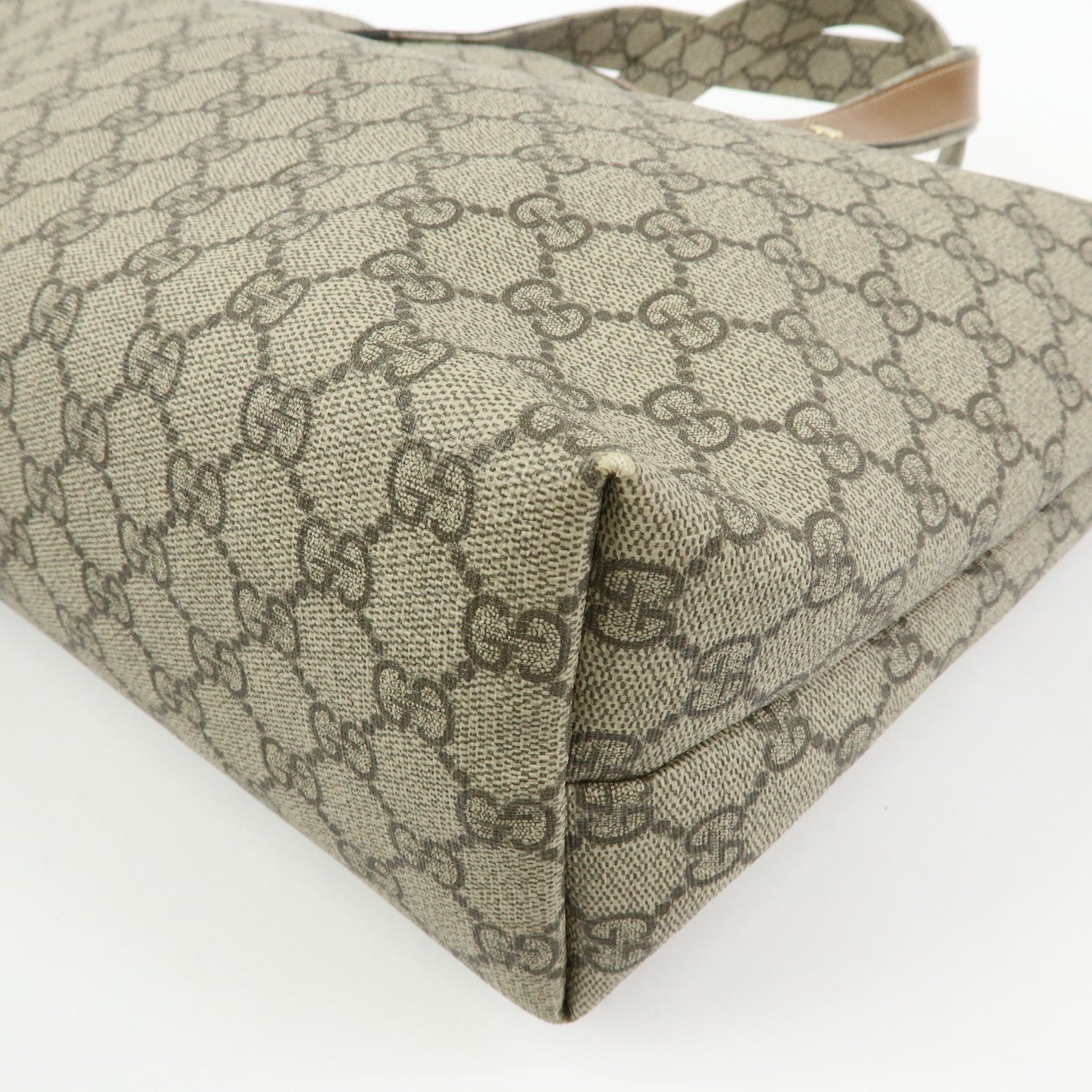 GUCCI Sherry GG Supreme Leather Tote Bag Beige Brown 211134