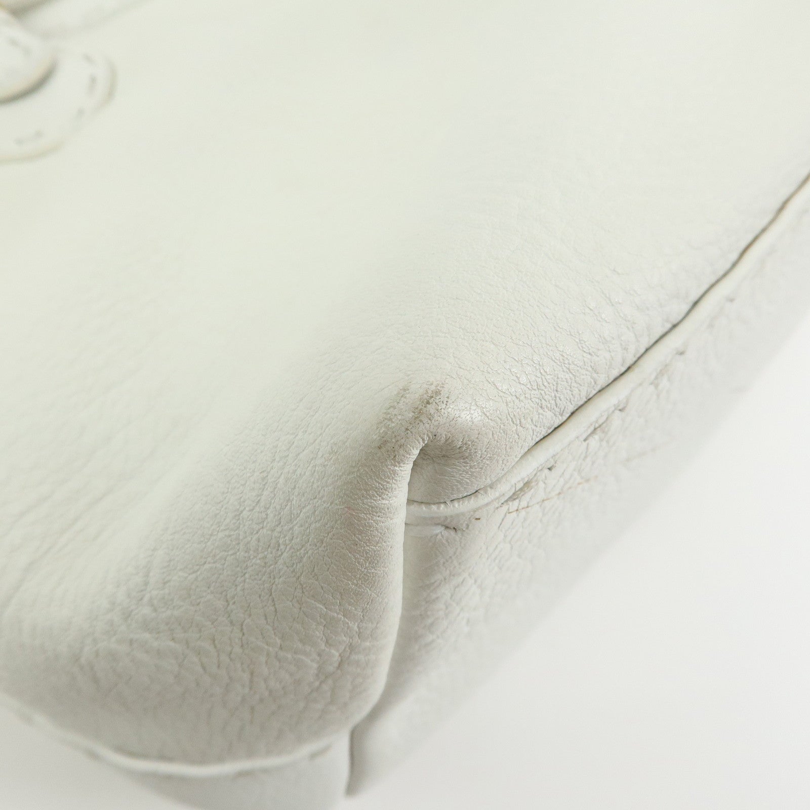 FENDI Selleria Villa Borghese Leather Hand Tote Bag White 8BN155