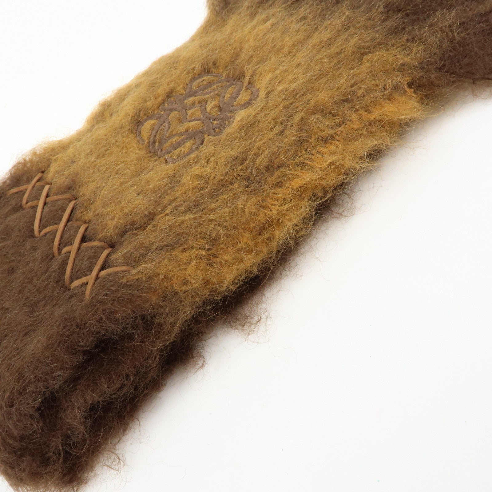 LOEWE Anagram Mohair Wool Scarf Shawl Brown Light Brown