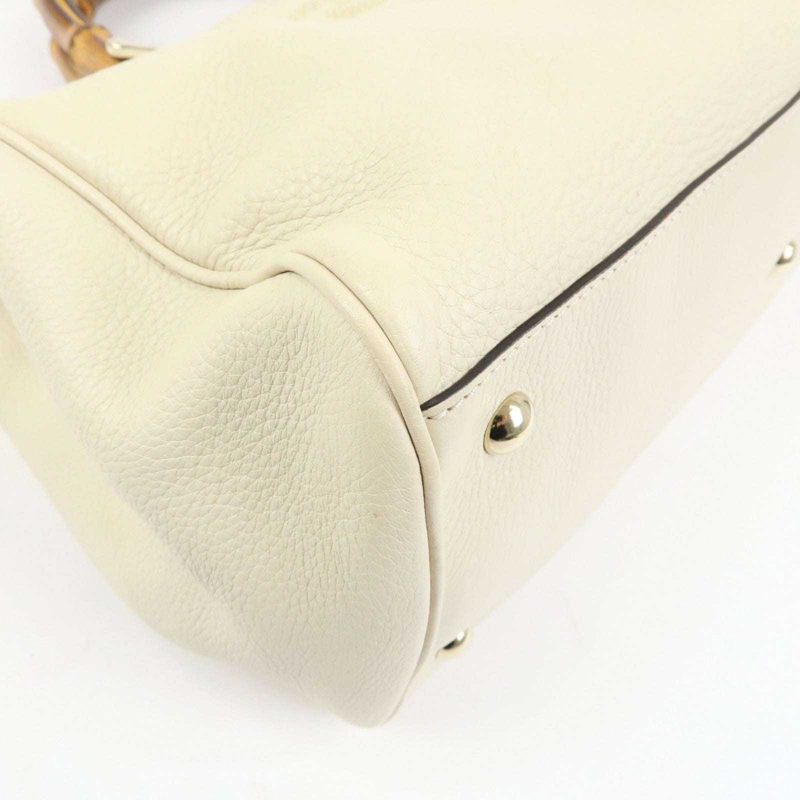 GUCCI Bamboo Shopper Medium 2Way Bag Shoulder Bag Ivory 323660
