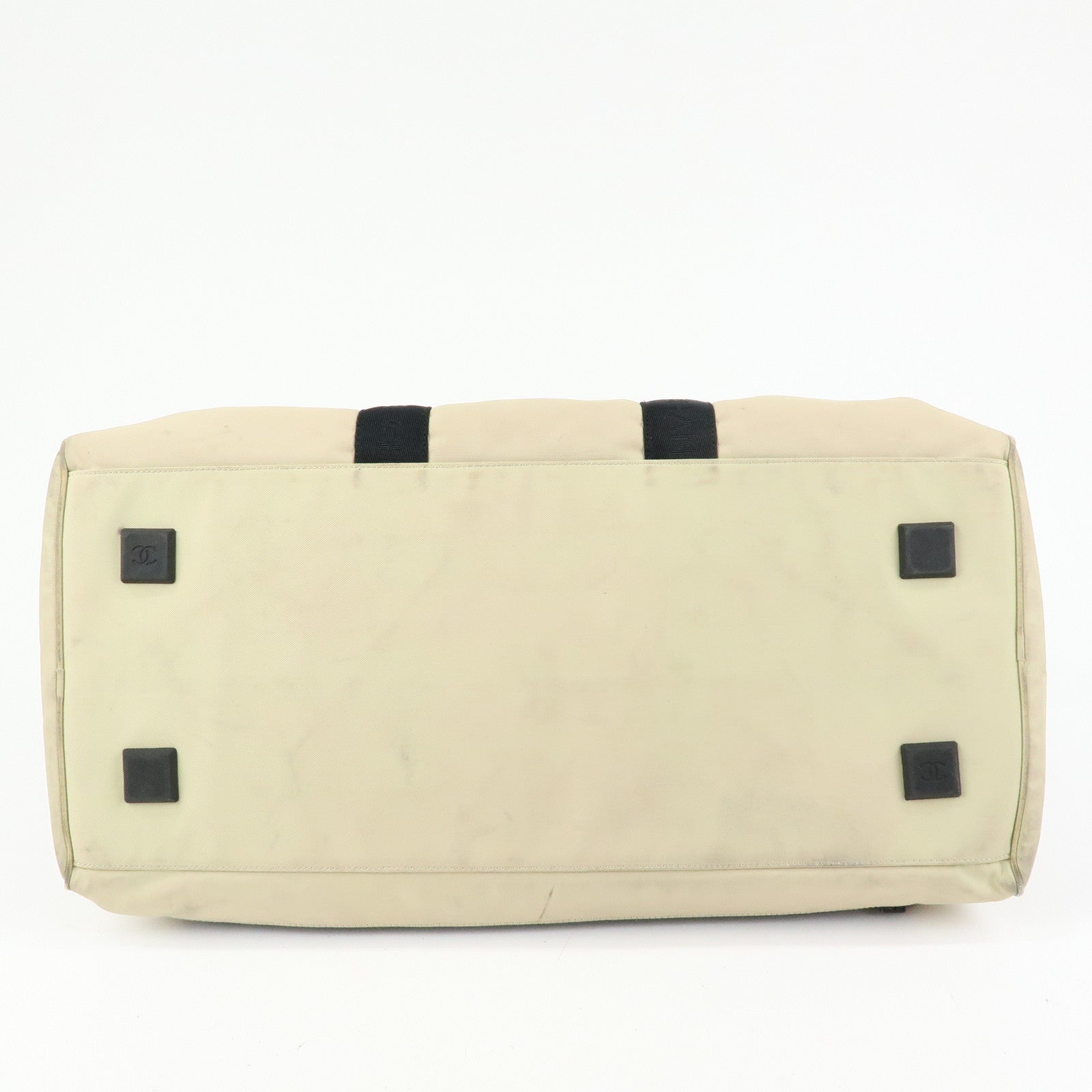 CHANEL CHANEL Sports Nylon Boston Bag Shoulder Bag Beige Black