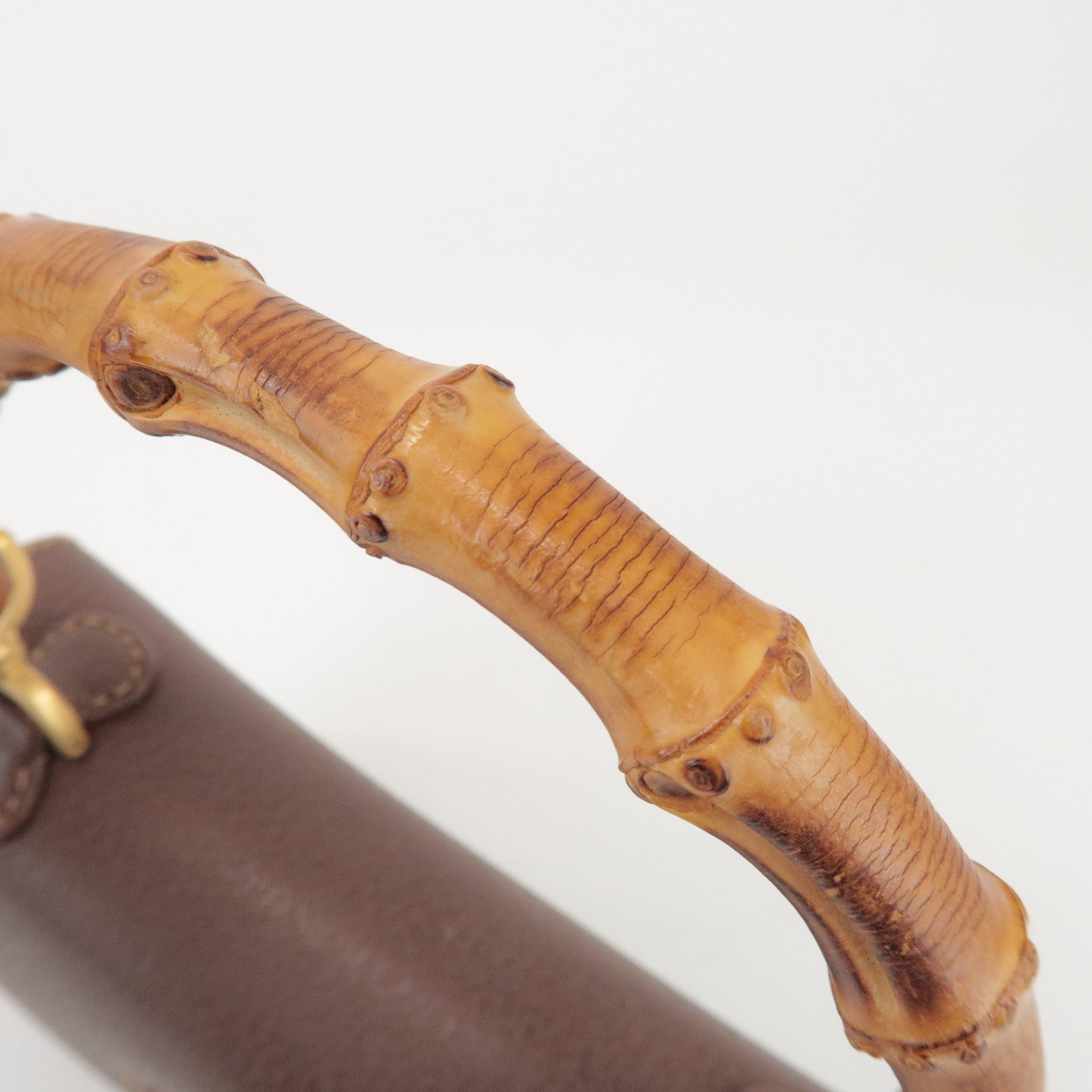 GUCCI Bamboo Leather 2Way Bag Hand Bag Shoulder Bag Brown 000 2040